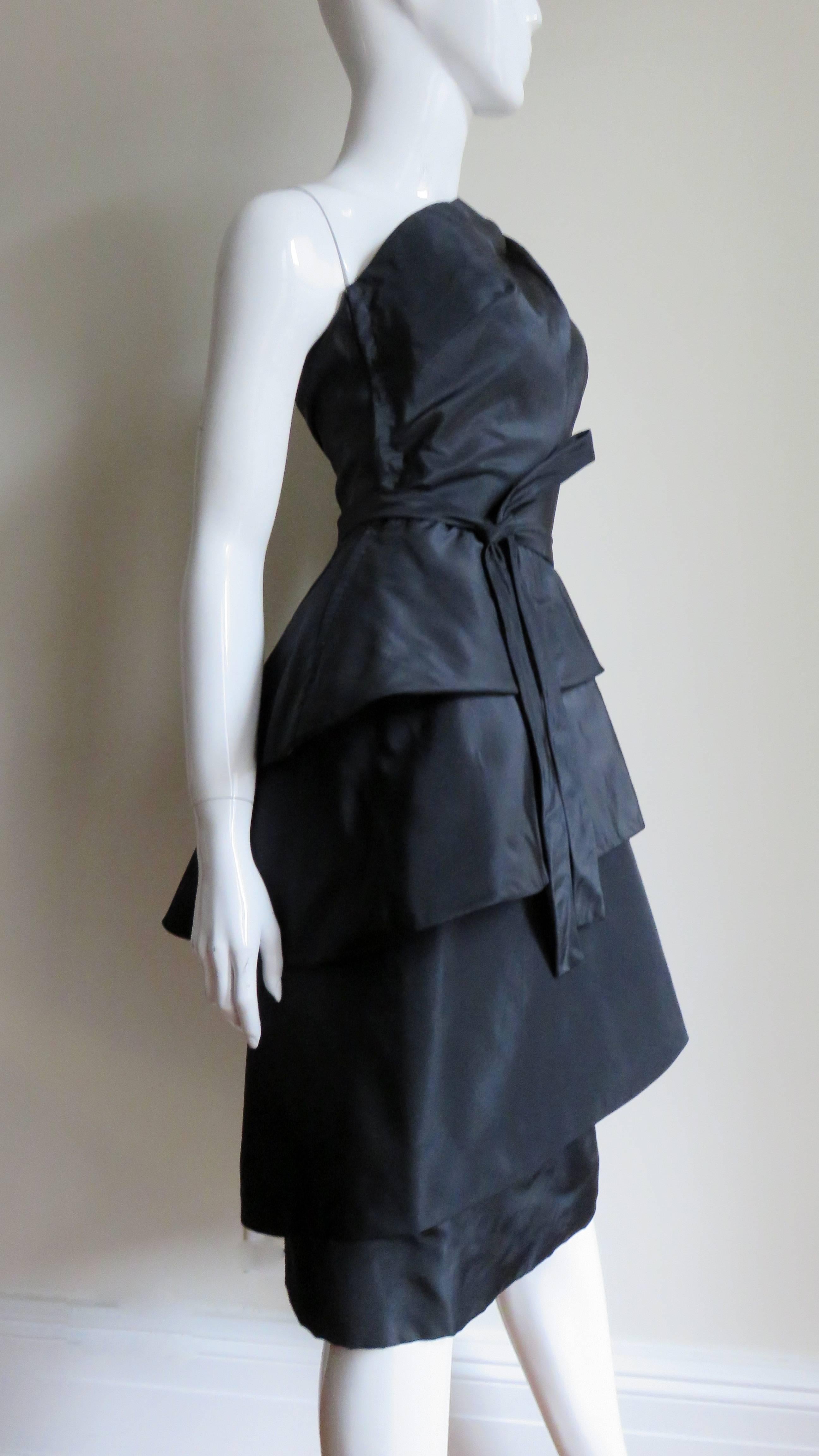  New Werle of Beverly Hills 1950s Sculptural Silk Dress For Sale 3