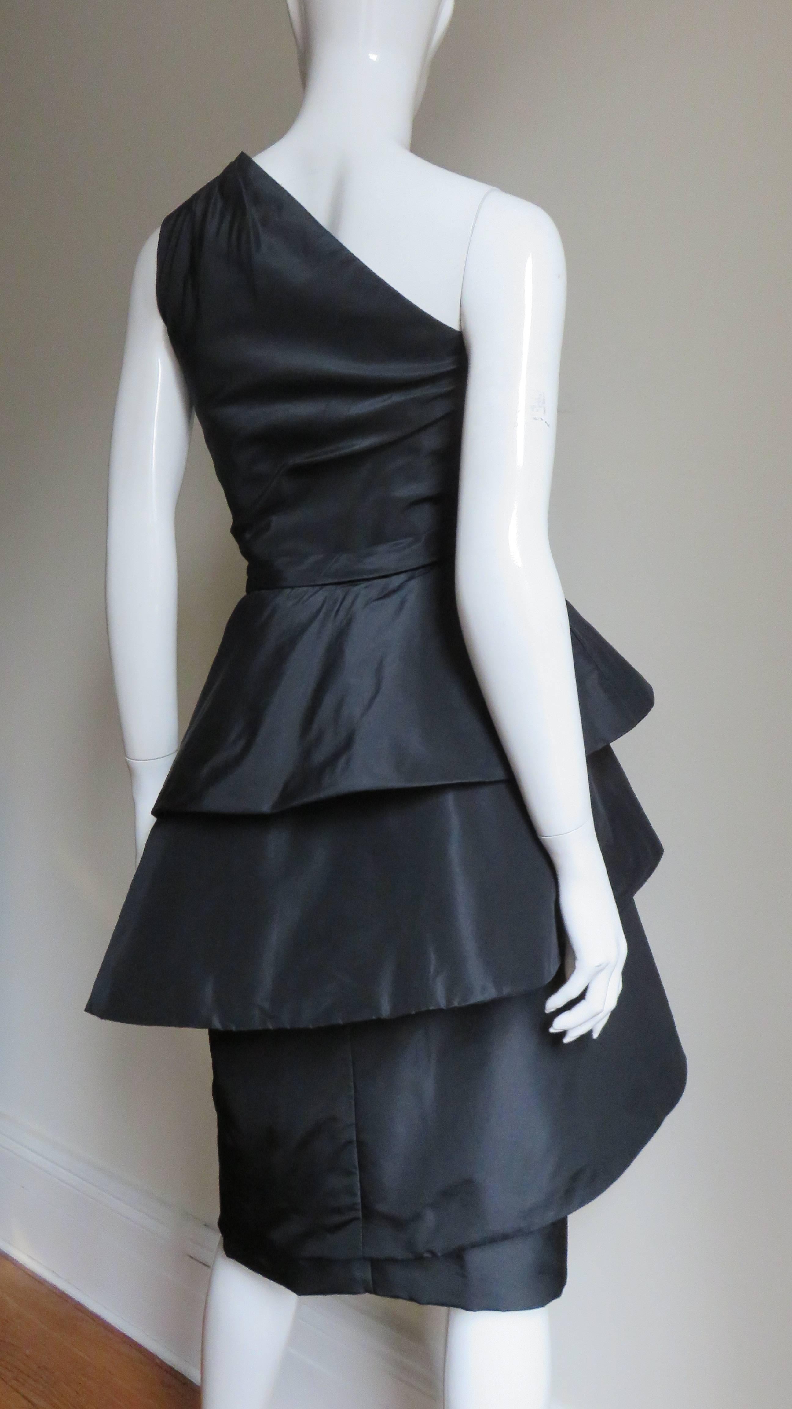  New Werle of Beverly Hills 1950s Sculptural Silk Dress For Sale 1