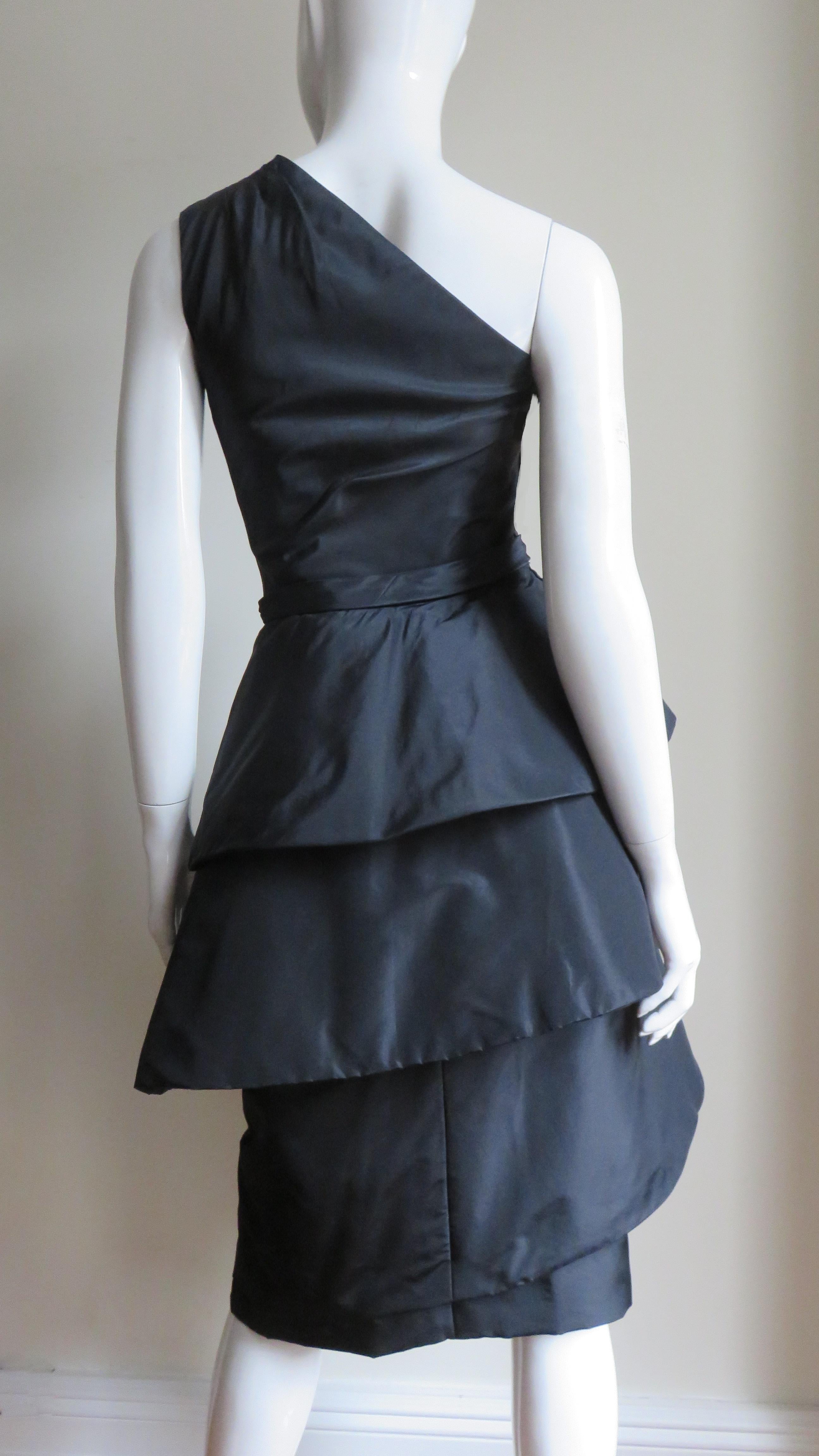  New Werle of Beverly Hills 1950s Sculptural Silk Dress For Sale 5