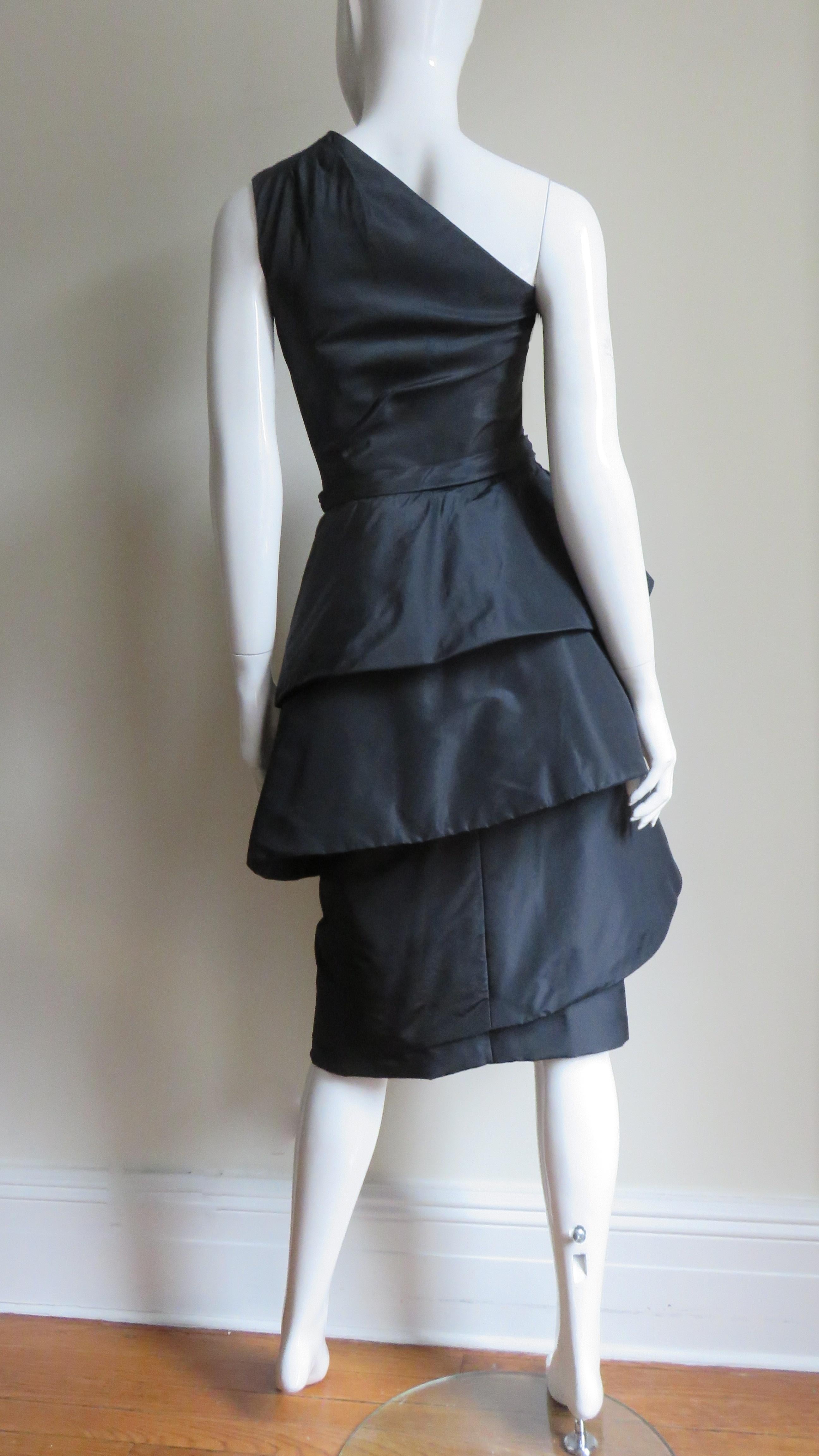  New Werle of Beverly Hills 1950s Sculptural Silk Dress For Sale 8