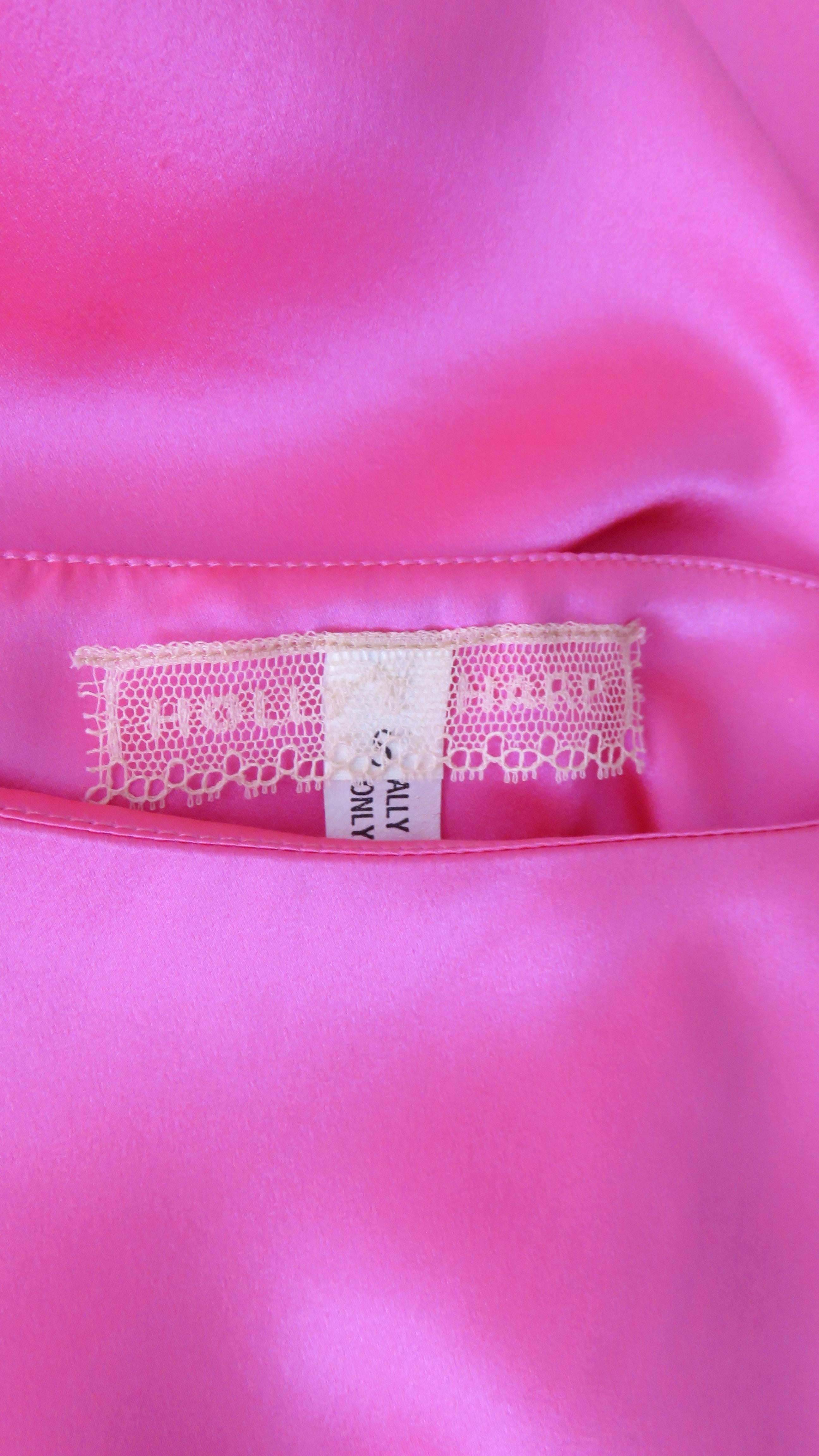 Holly Harp Barbie Pink 1970s Silk Angel Sleeve Dress For Sale 5