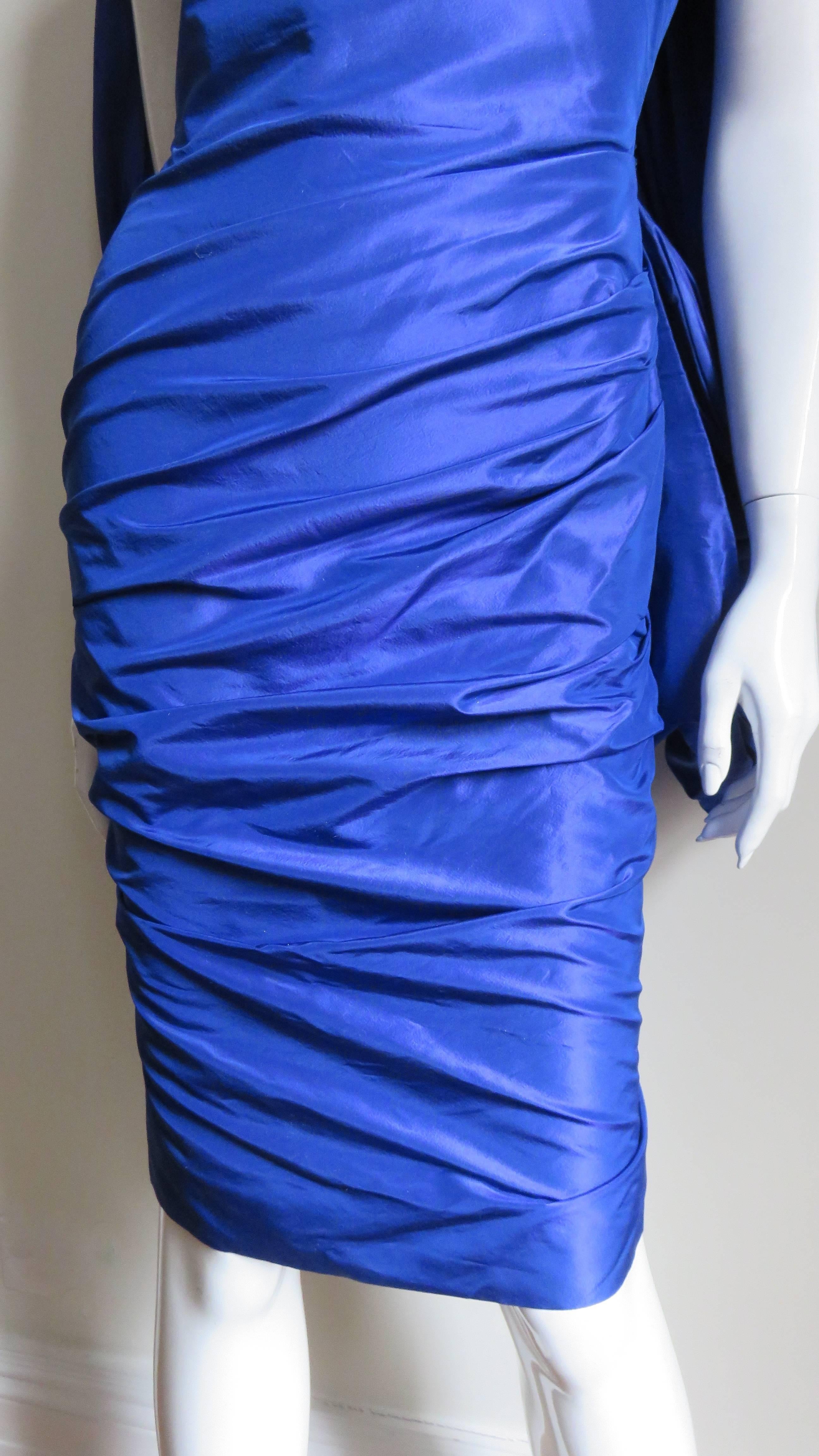 Blue Tom Ford New Drape Back Ruched Dress For Sale