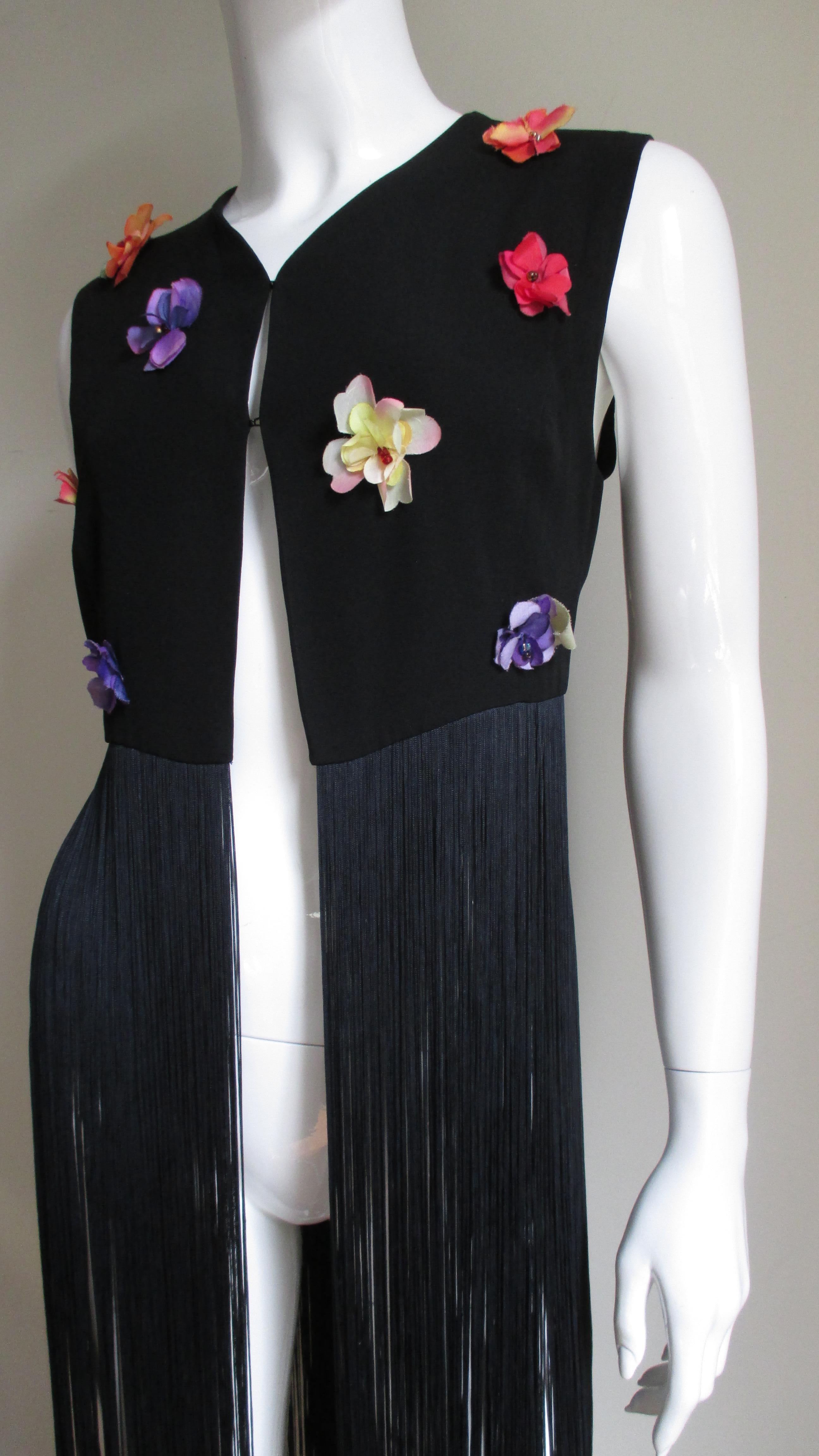  Dolce & Gabbana Flower Applique Pants and Fringe Trim Top  In Good Condition For Sale In Water Mill, NY
