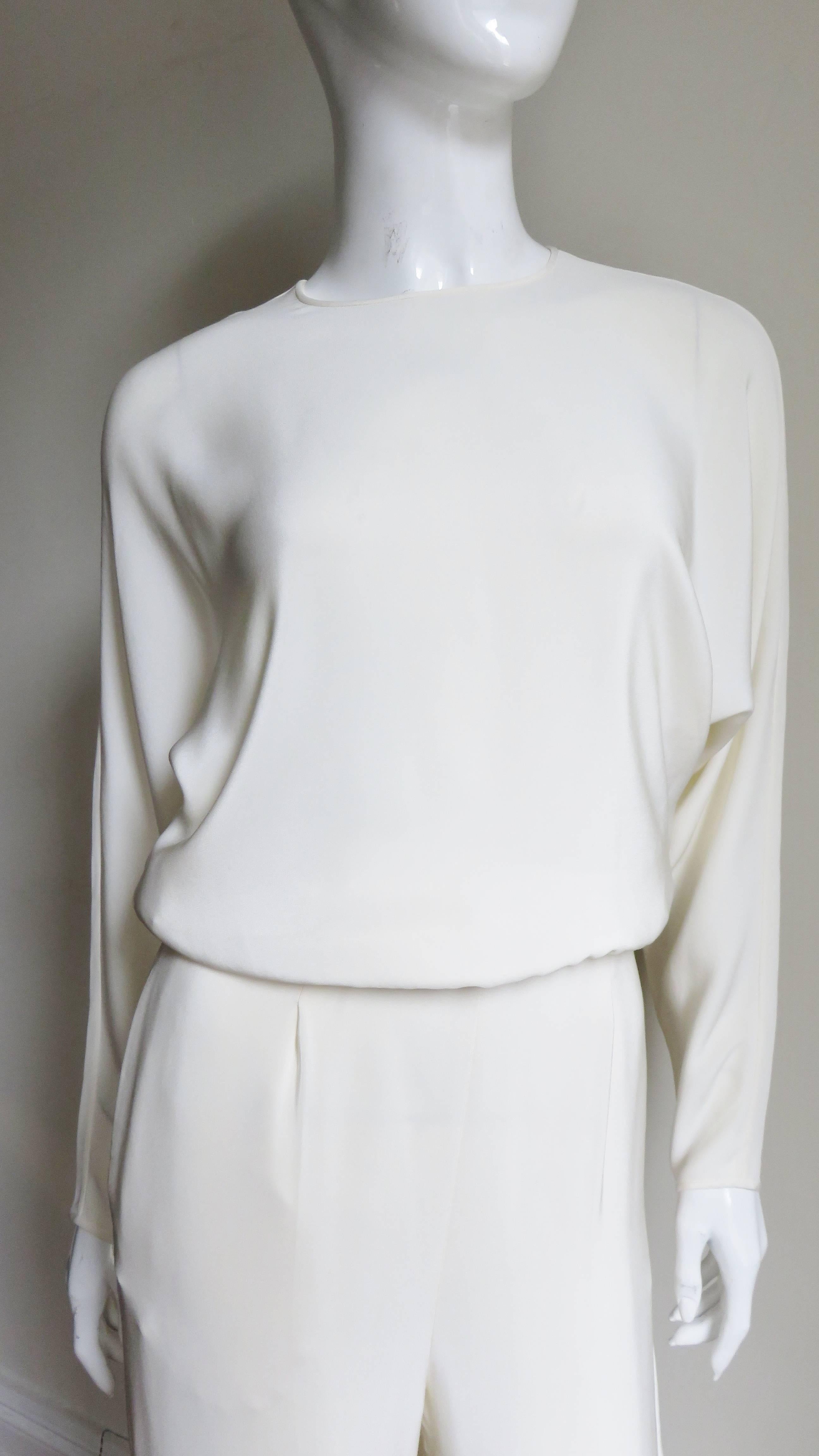 white silk jumpsuit