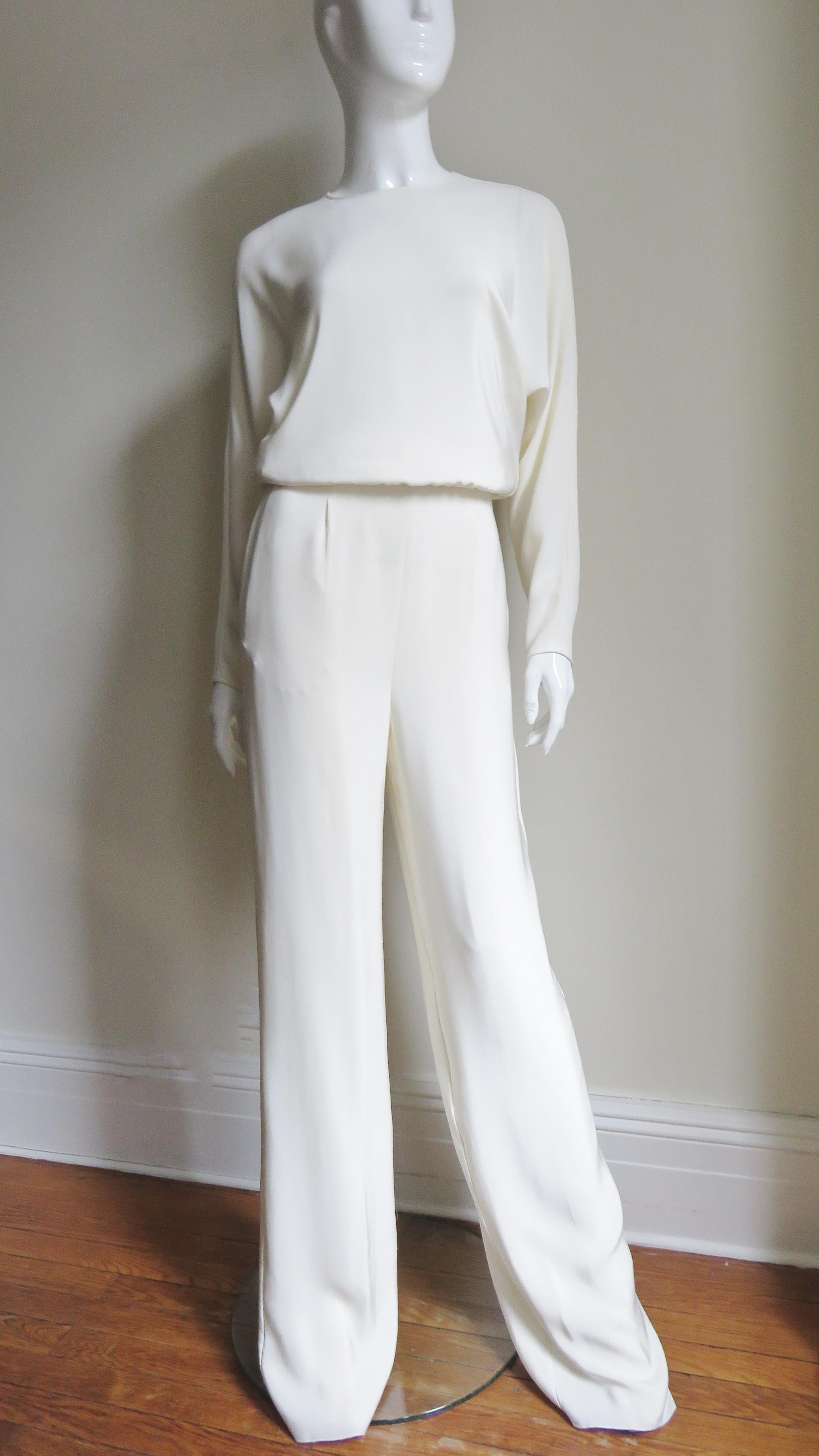 Valentino New Silk Jumpsuit with Open Back In Excellent Condition For Sale In Water Mill, NY