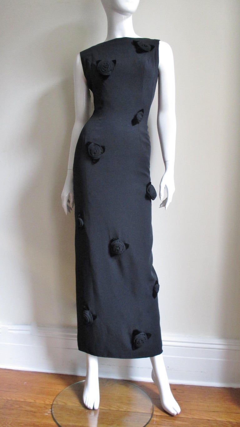  Estevez Flower Applique Gown 1960s For Sale 2