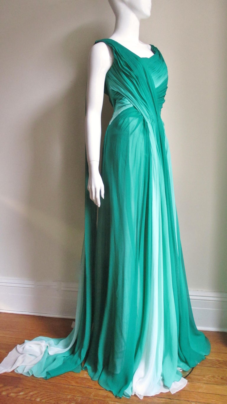 Monique L'huillier Ombre Silk Gown with Train at 1stDibs