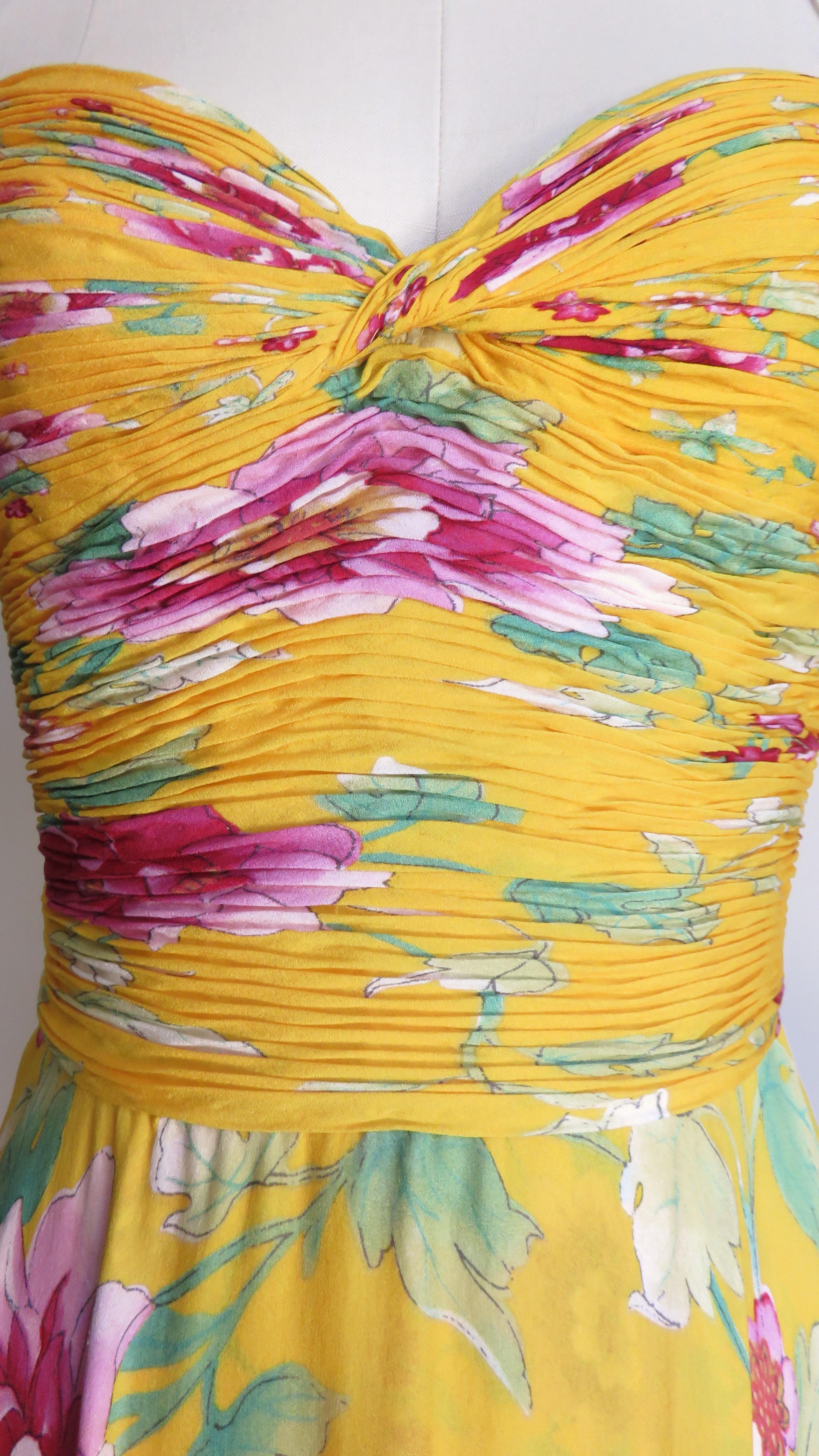  Valentino Ruched Silk Flower Gown 1