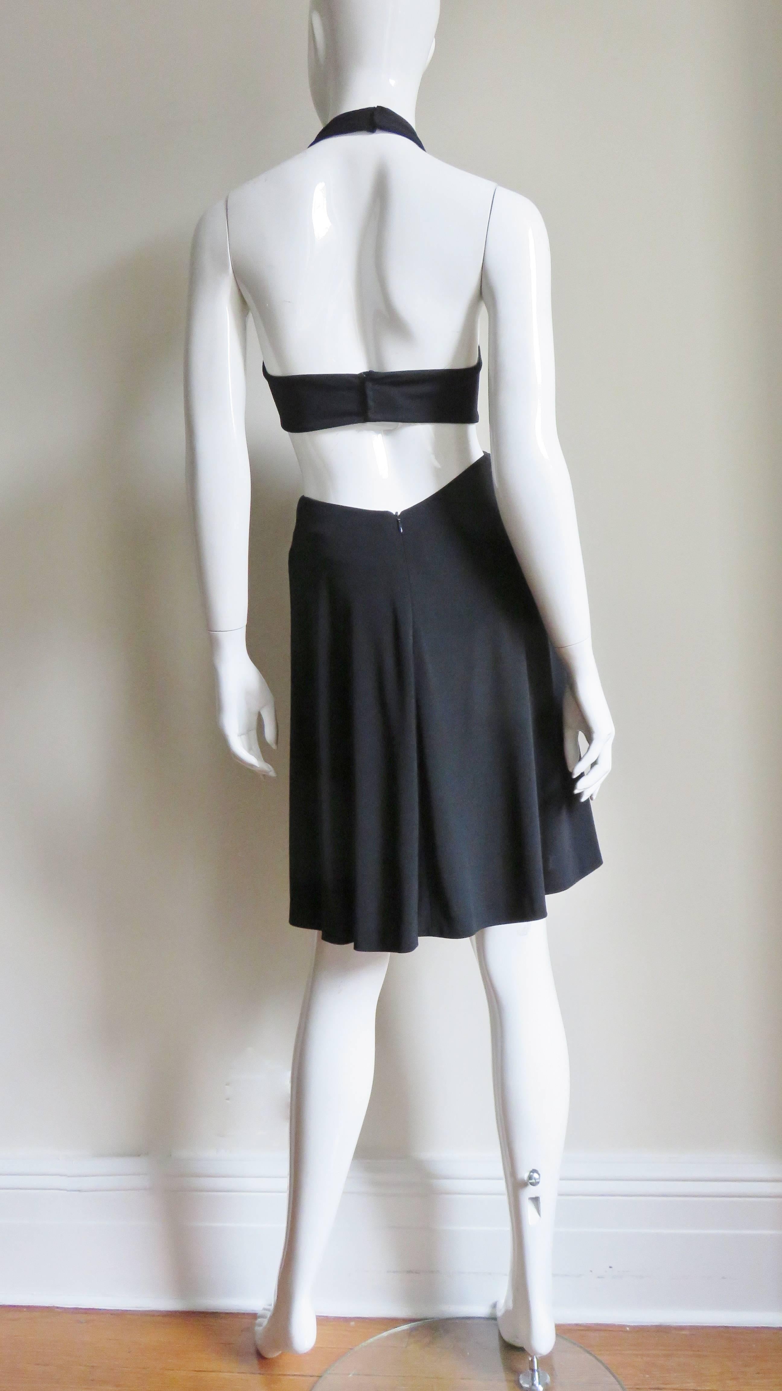 Herve Leger Cut out Silk Halter Dress 1990s For Sale 7
