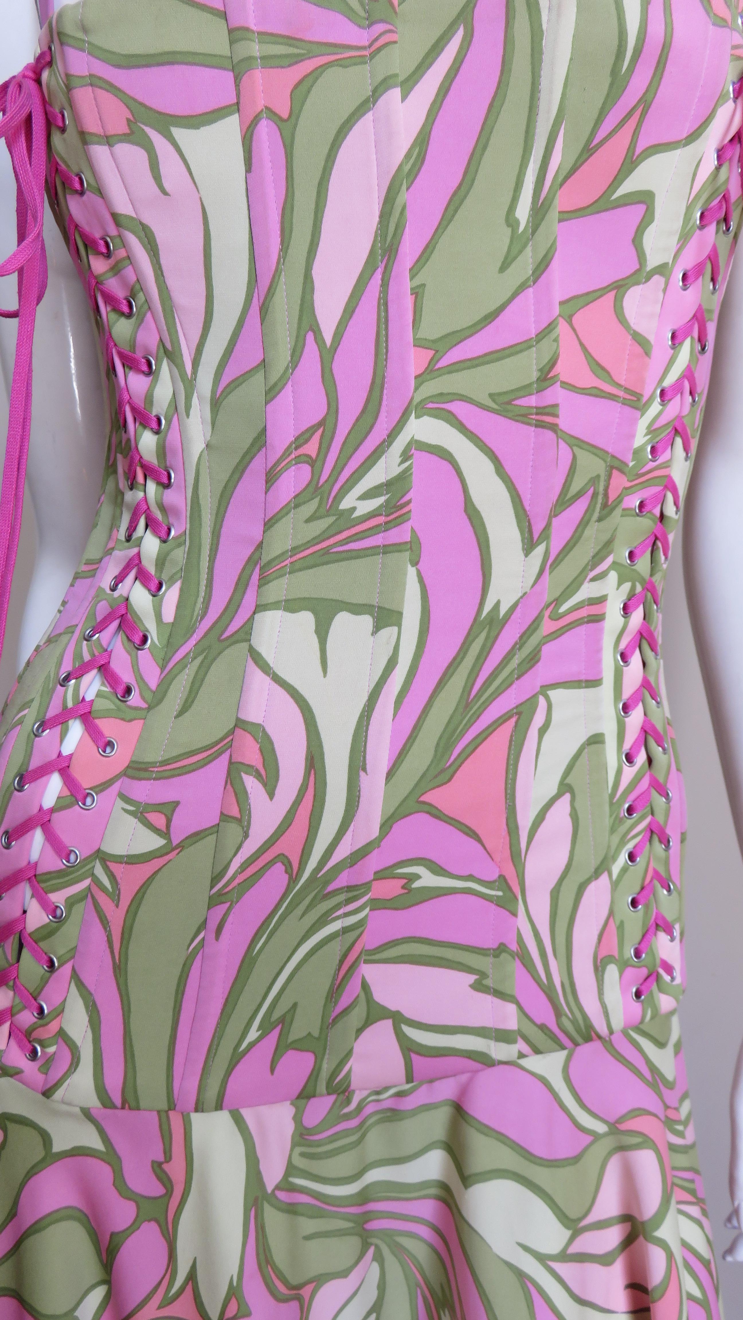 Women's Dolce & Gabbana Lace up Silk Dress  For Sale