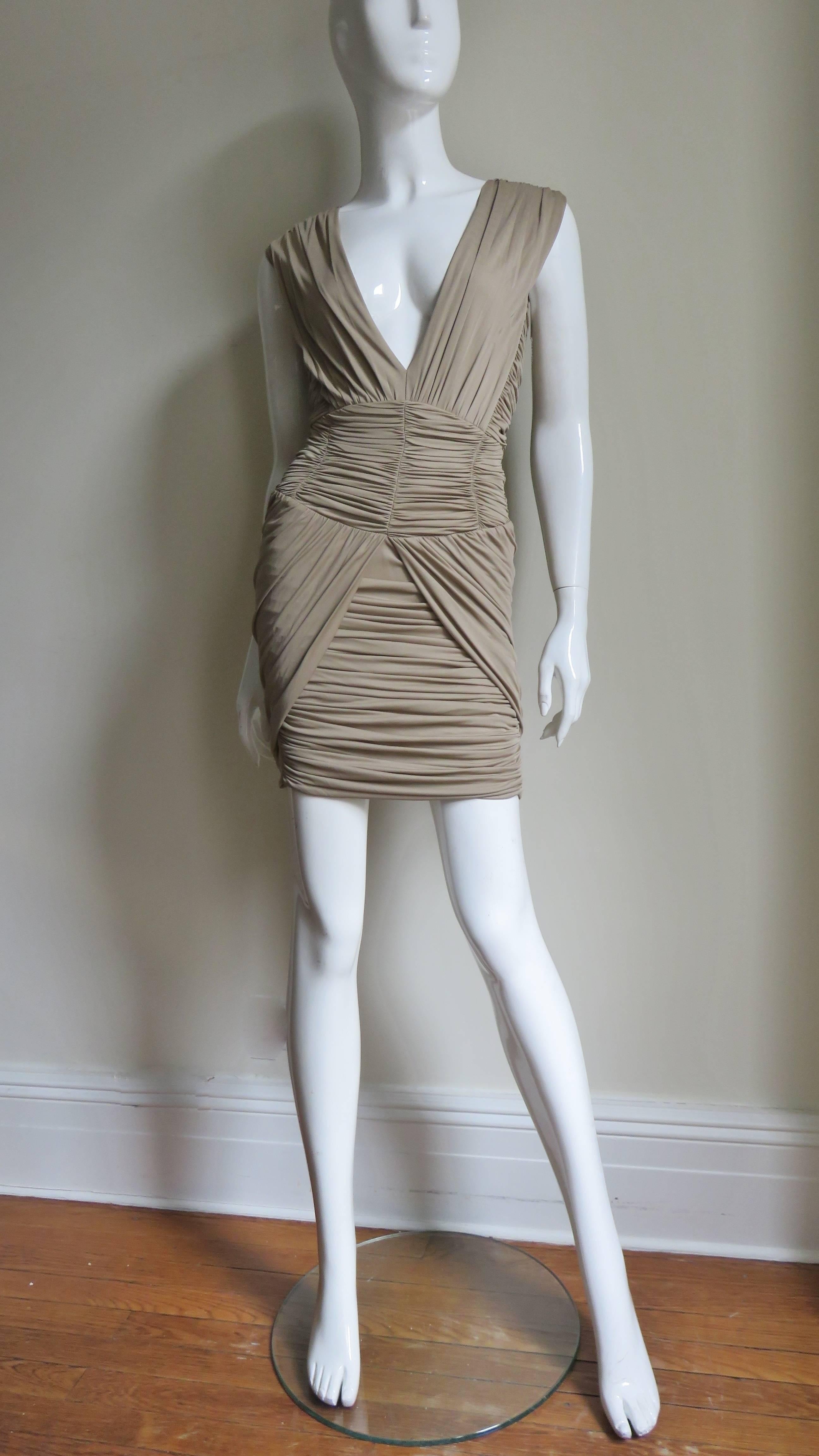 Balmain Runway Silk Ruched Dress For Sale 4