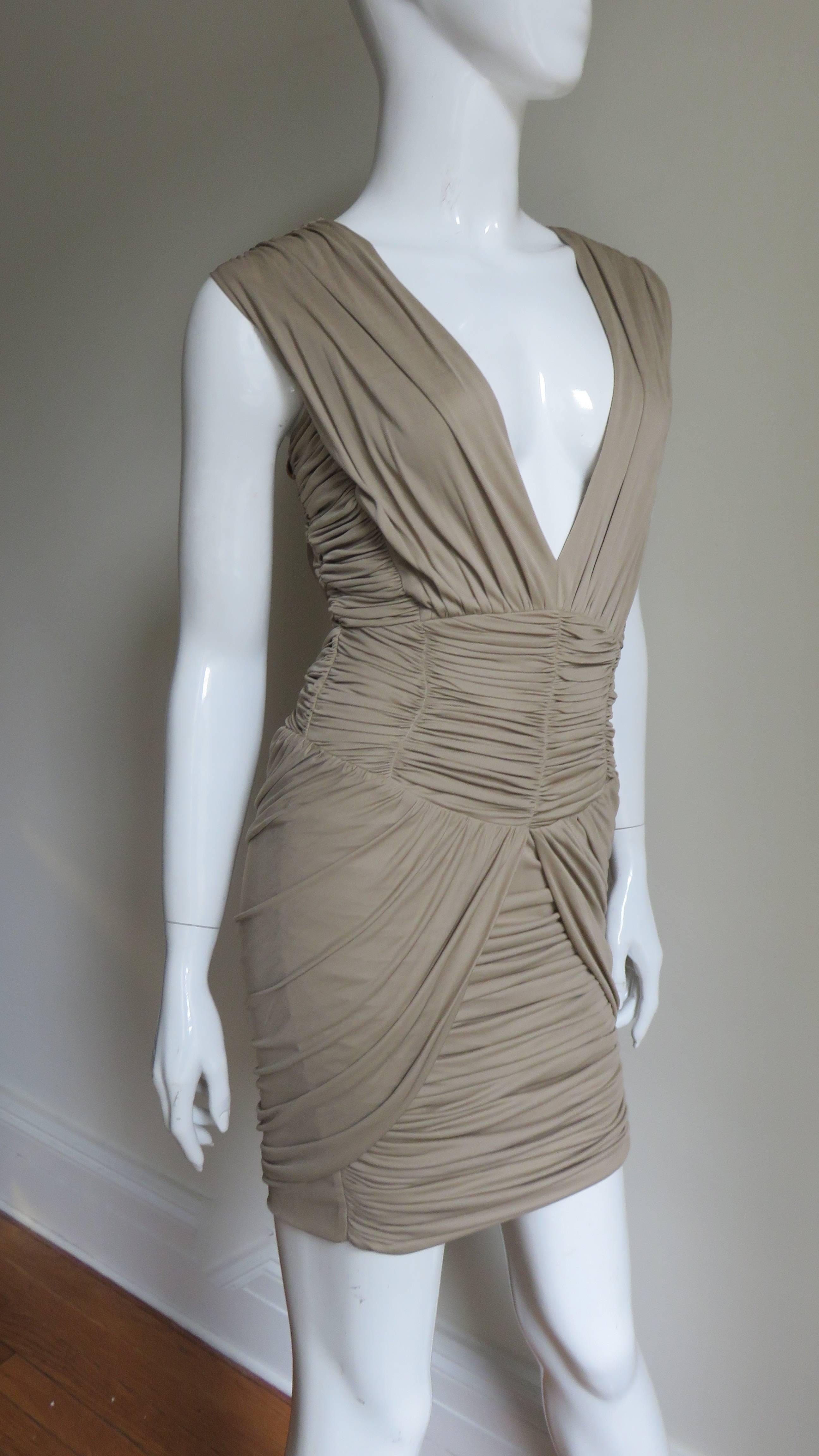 Balmain Runway Silk Ruched Dress For Sale 5