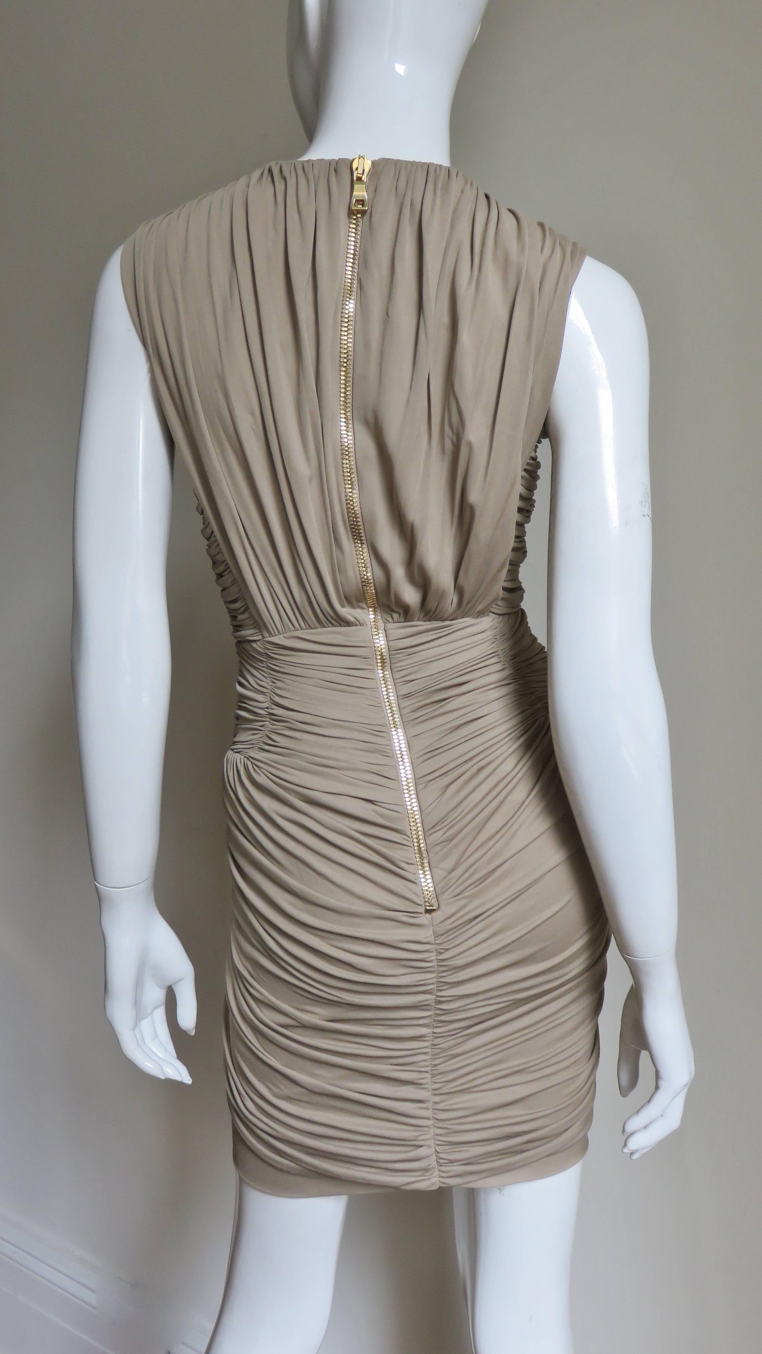 Balmain Runway Silk Ruched Dress For Sale 6