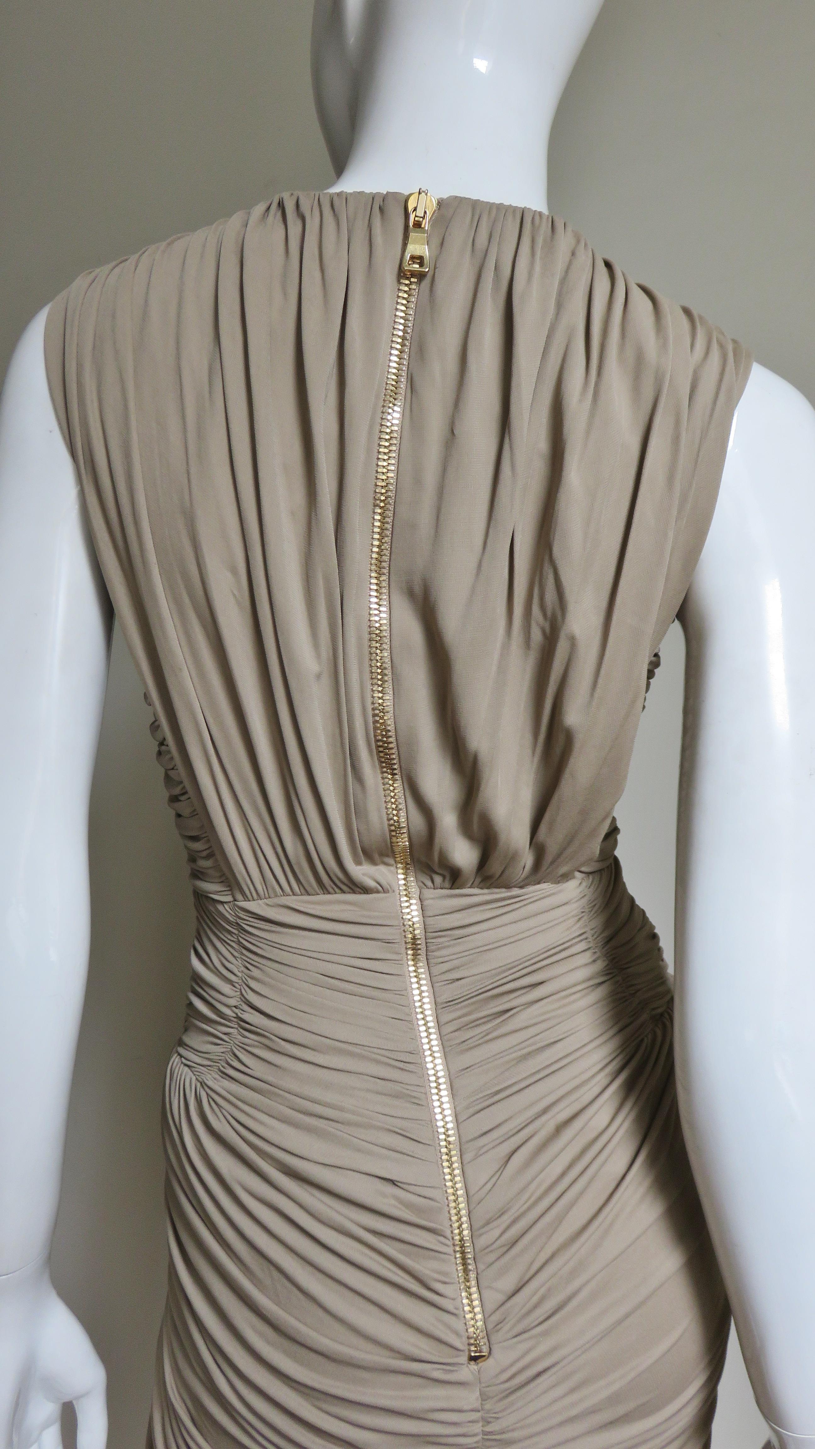 Balmain Runway Silk Ruched Dress For Sale 7