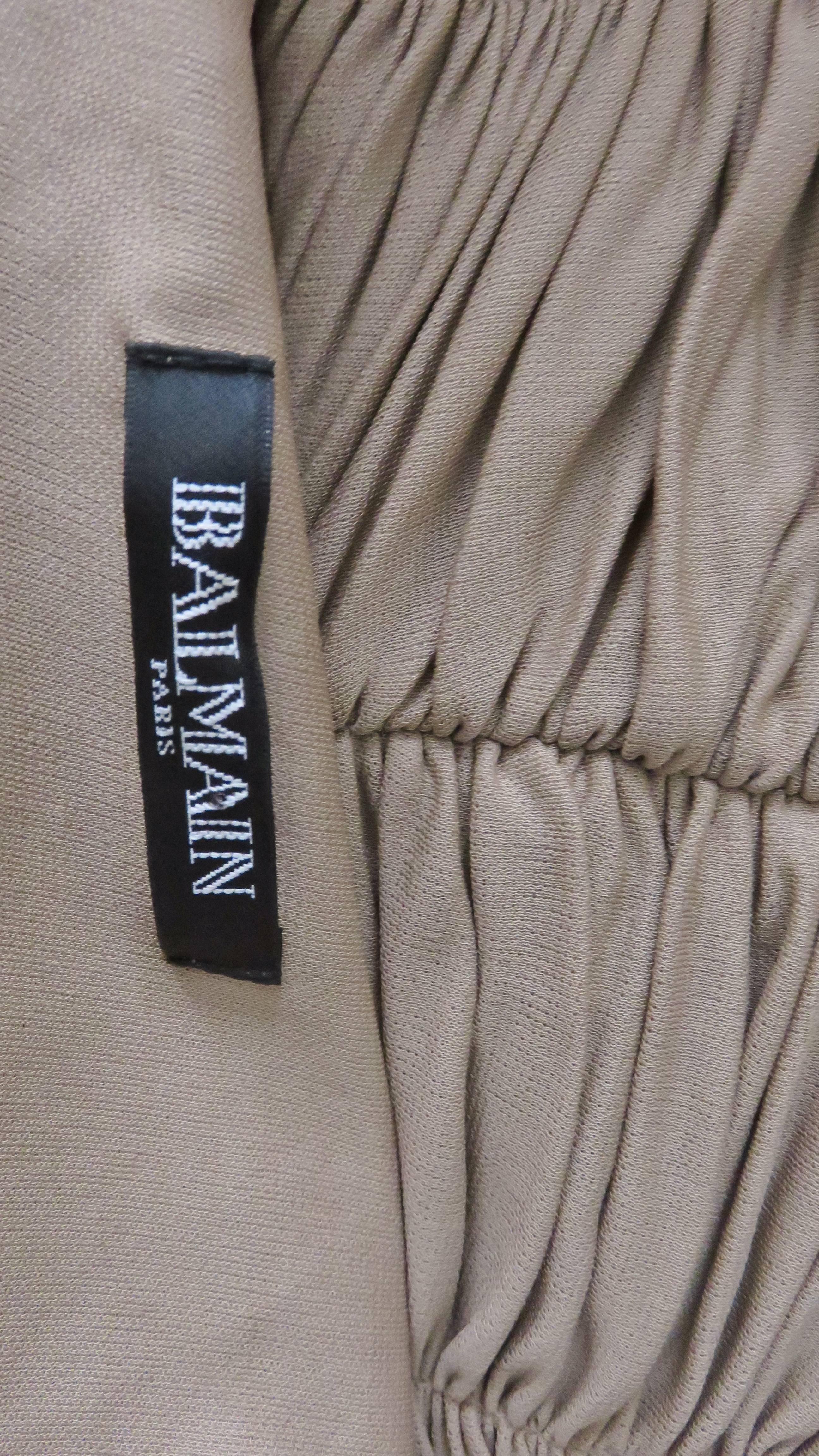 Balmain Runway Silk Ruched Dress For Sale 10