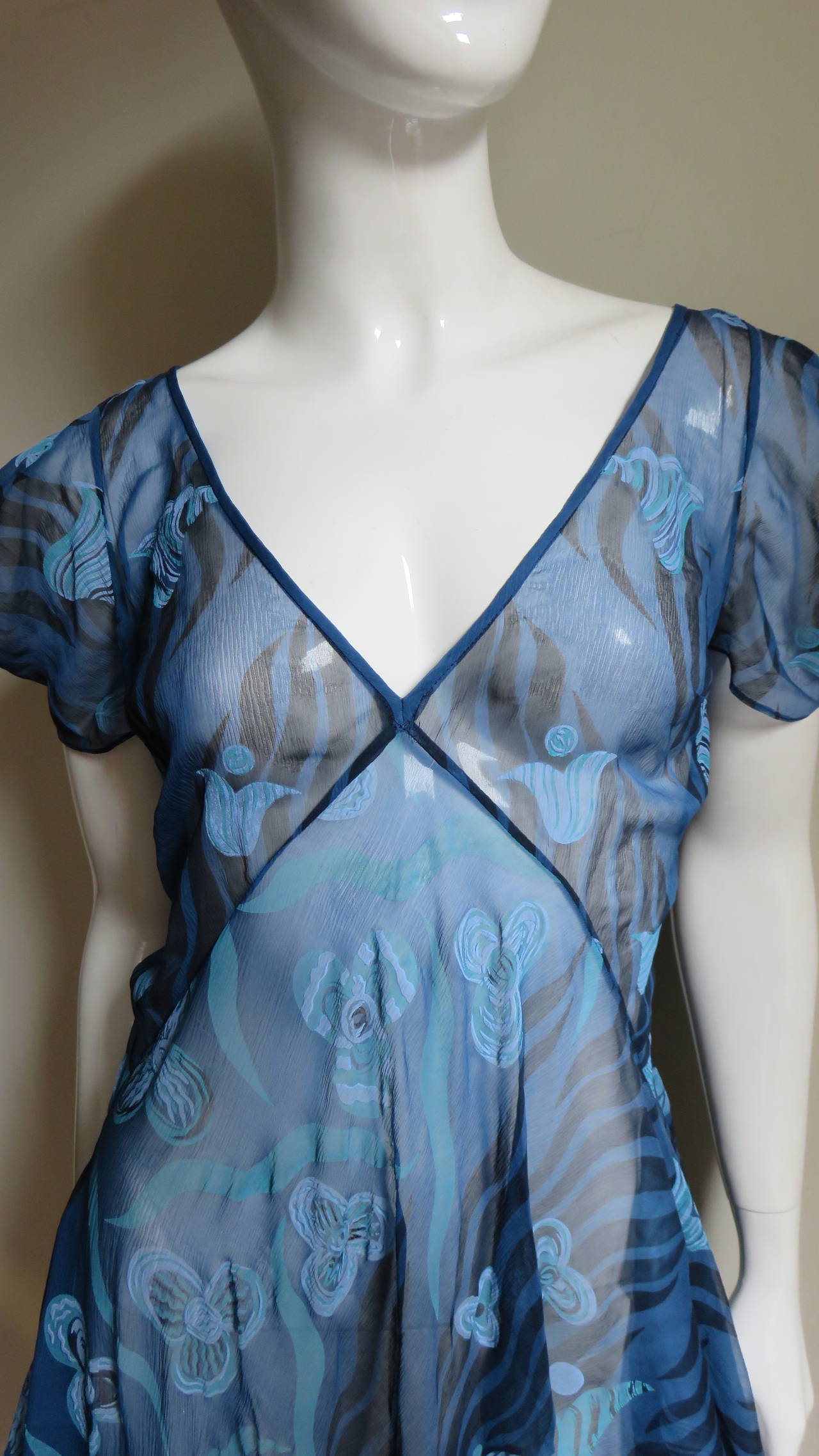 Women's 1990s Zandra Rhodes Asymmetric Silk  Dress