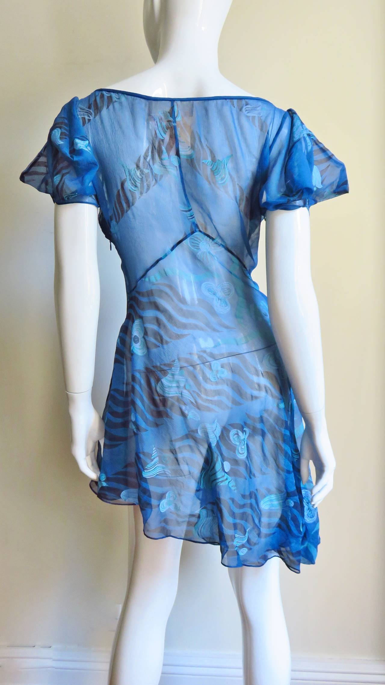 1990s Zandra Rhodes Asymmetric Silk  Dress 5