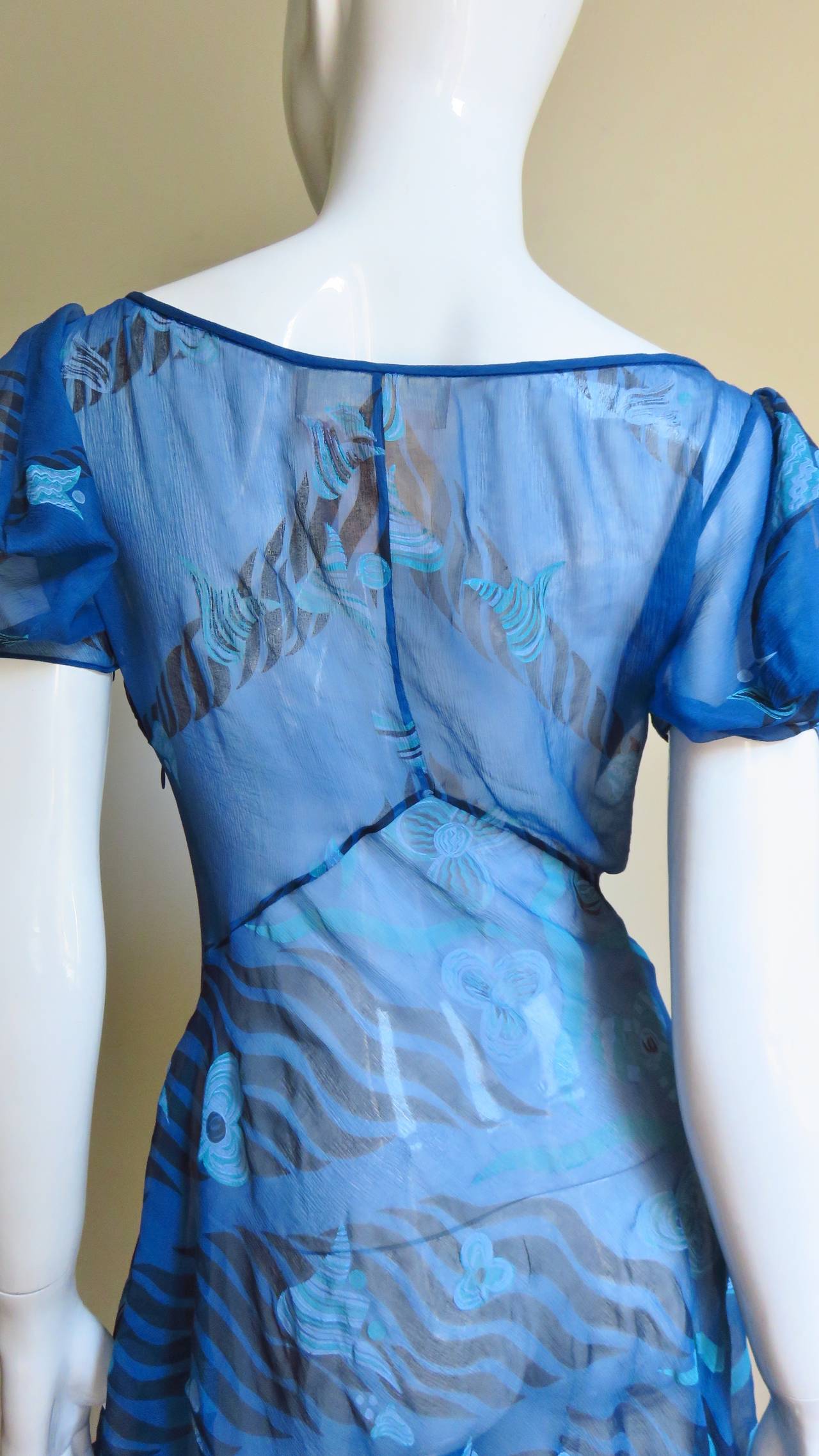 1990s Zandra Rhodes Asymmetric Silk  Dress 6