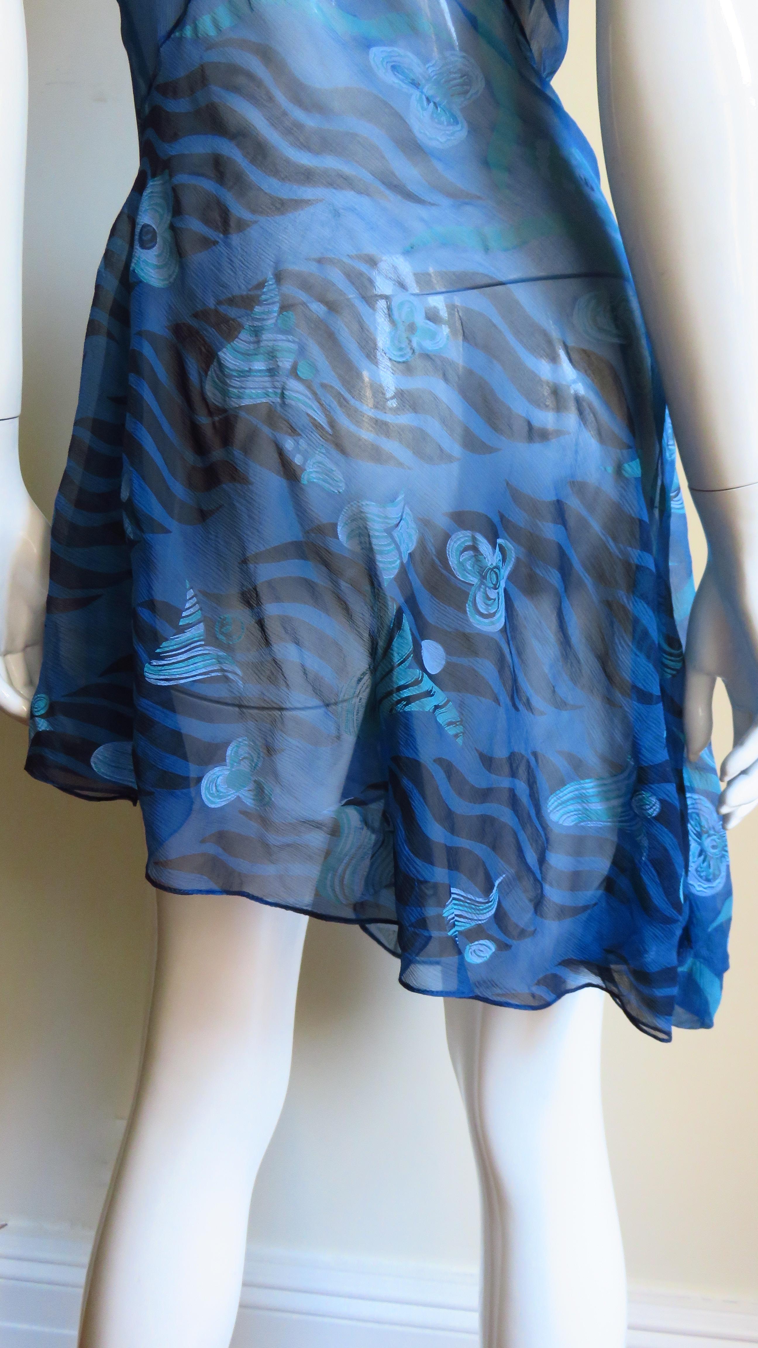 1990s Zandra Rhodes Asymmetric Silk  Dress 7