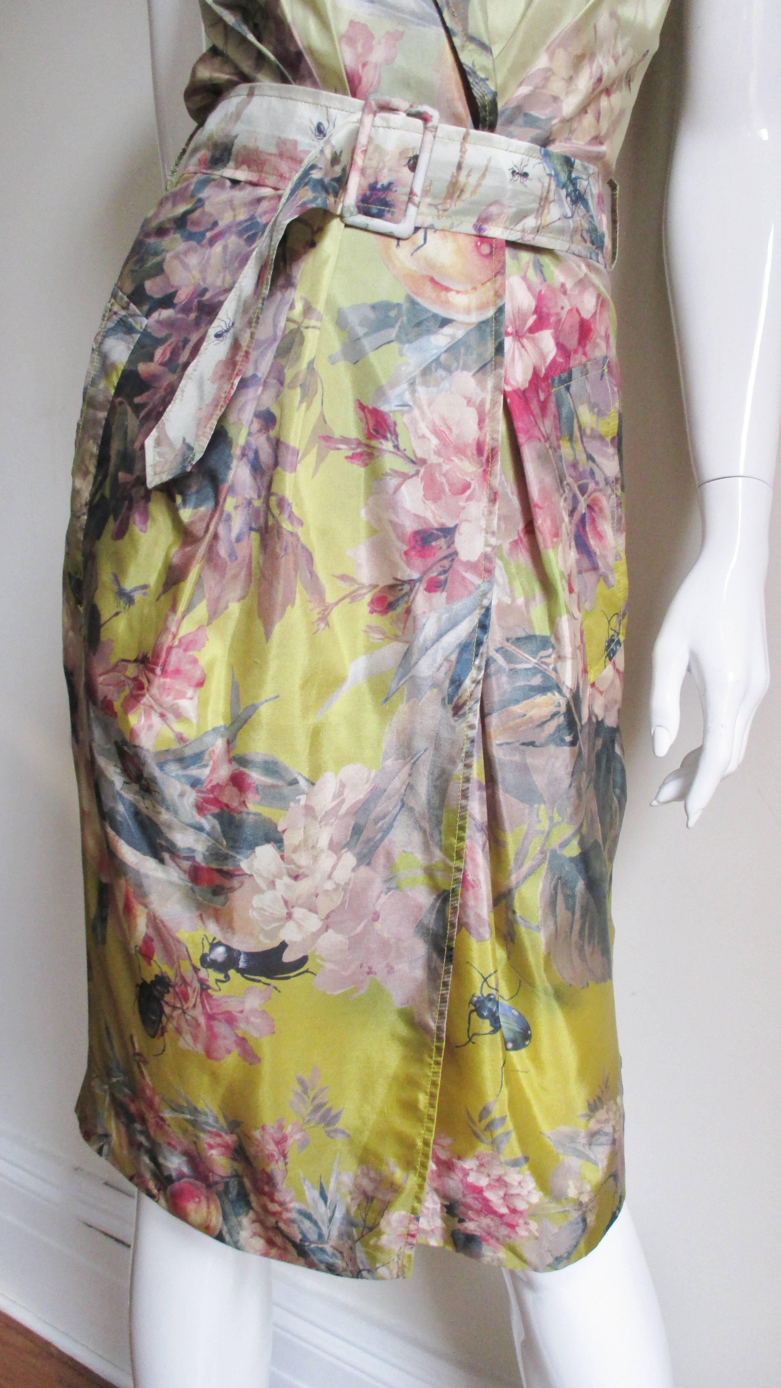 Jean Paul Gaultier Ombre Silk Flower Wrap Dress In Excellent Condition For Sale In Water Mill, NY