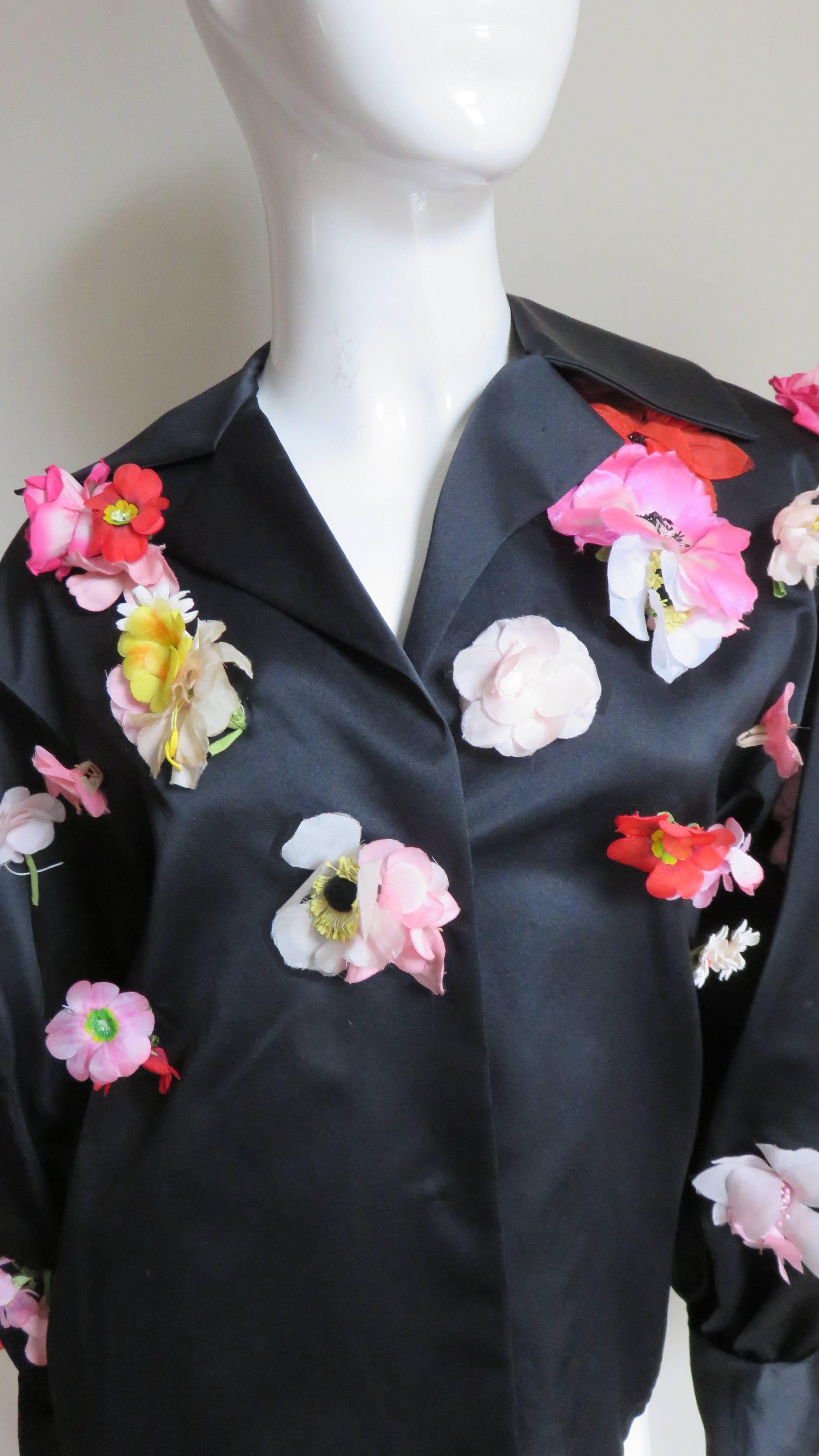  Bill Blass New 1970s Flower Applique Jacket In Excellent Condition In Water Mill, NY