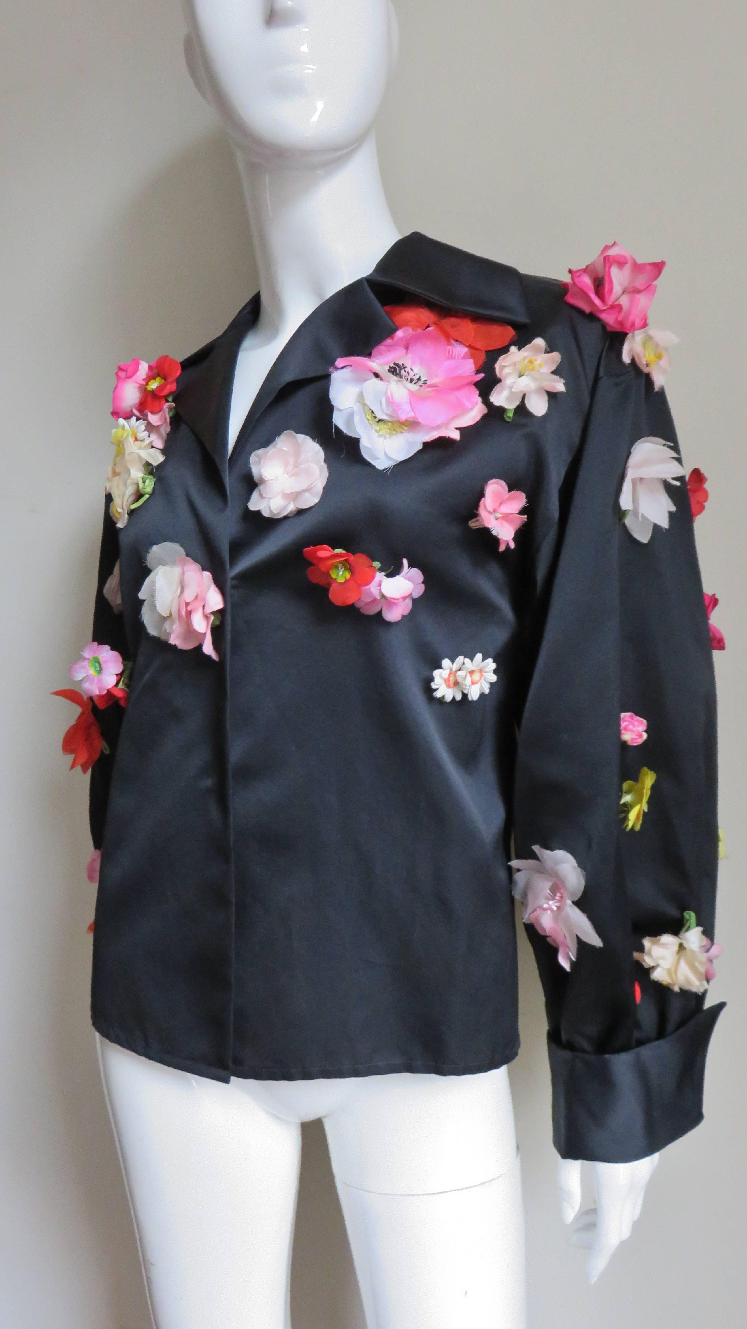  Bill Blass New 1970s Flower Applique Jacket 2
