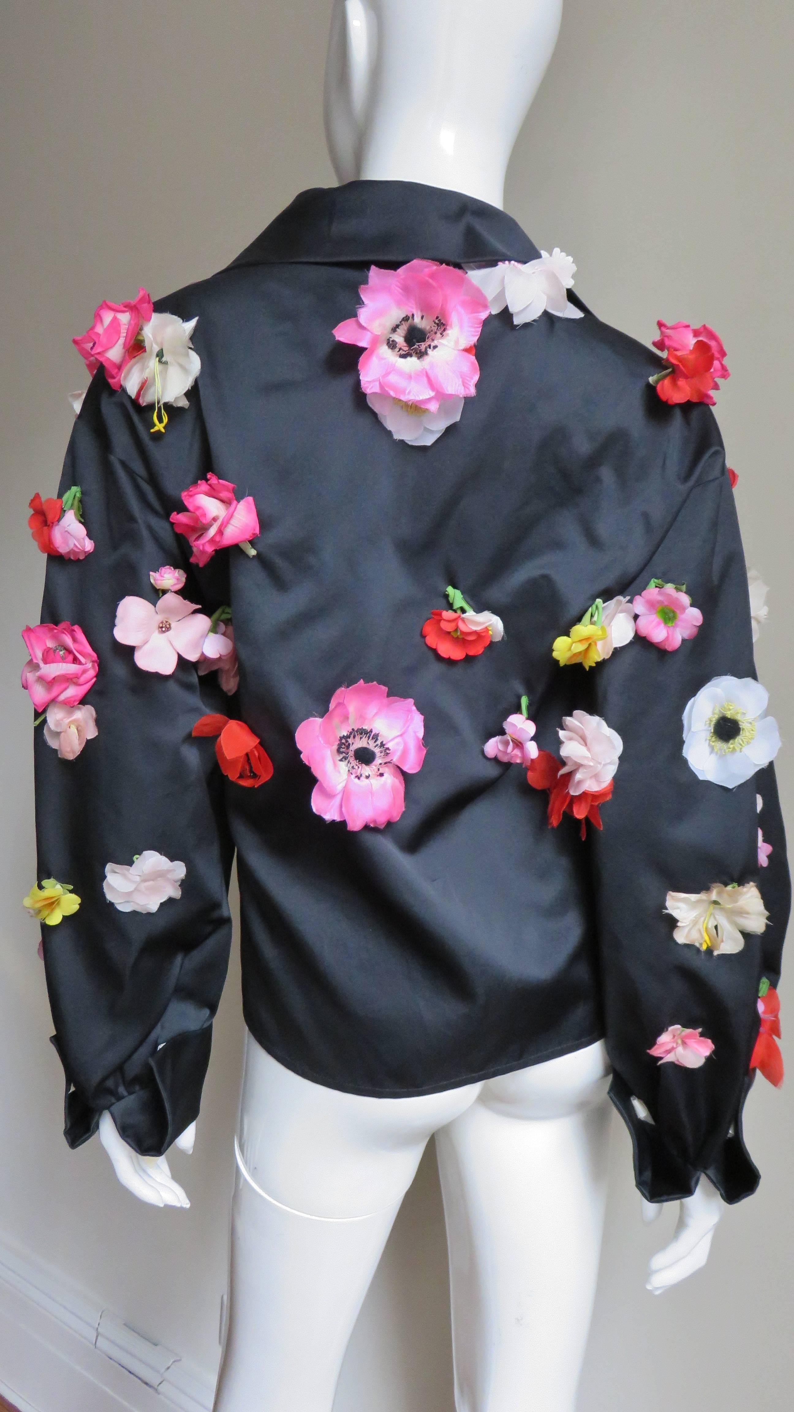  Bill Blass New 1970s Flower Applique Jacket 3