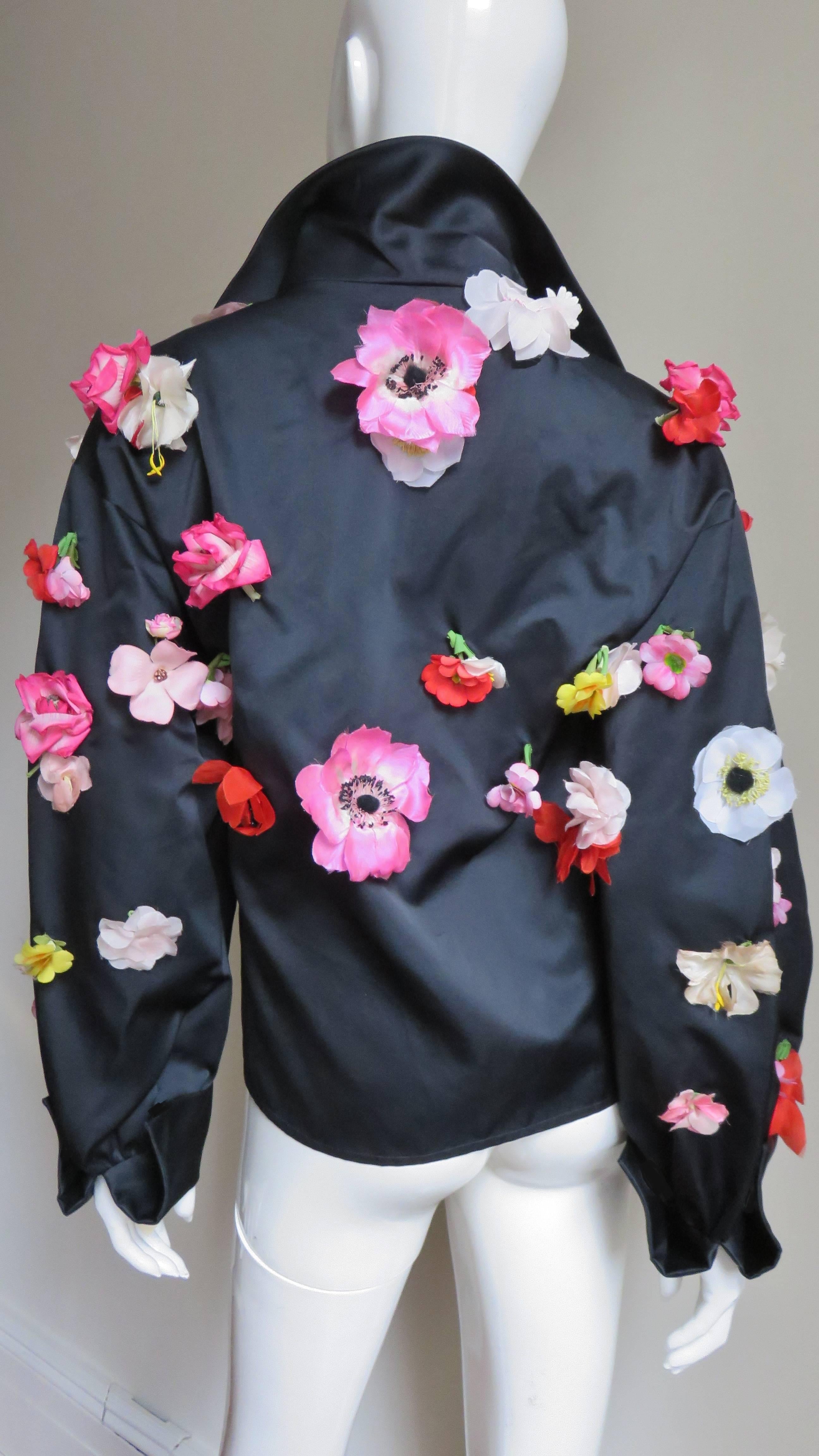  Bill Blass New 1970s Flower Applique Jacket 5