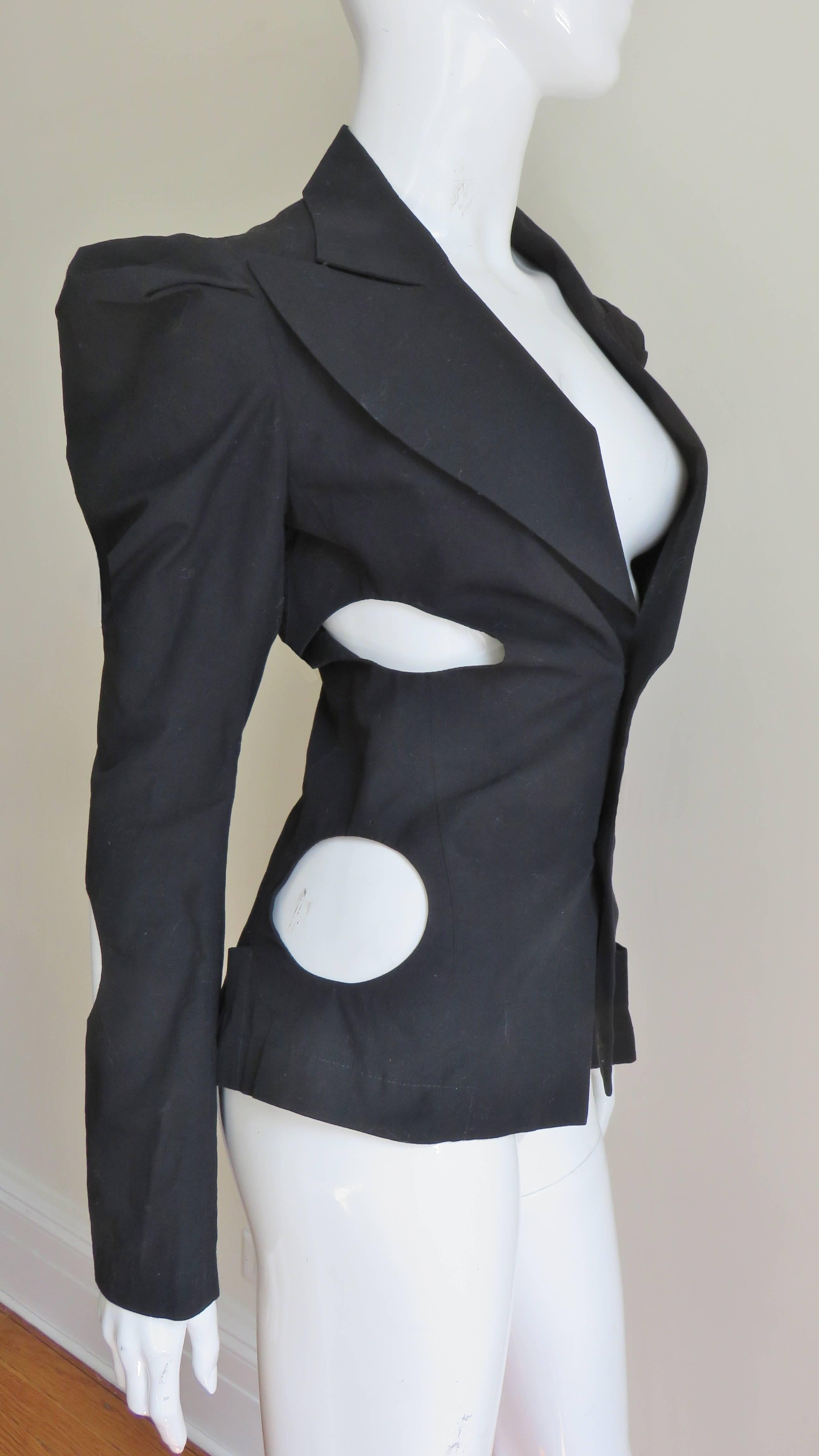 Black Yohji Yamamoto Jacket with Circle Cut outs For Sale