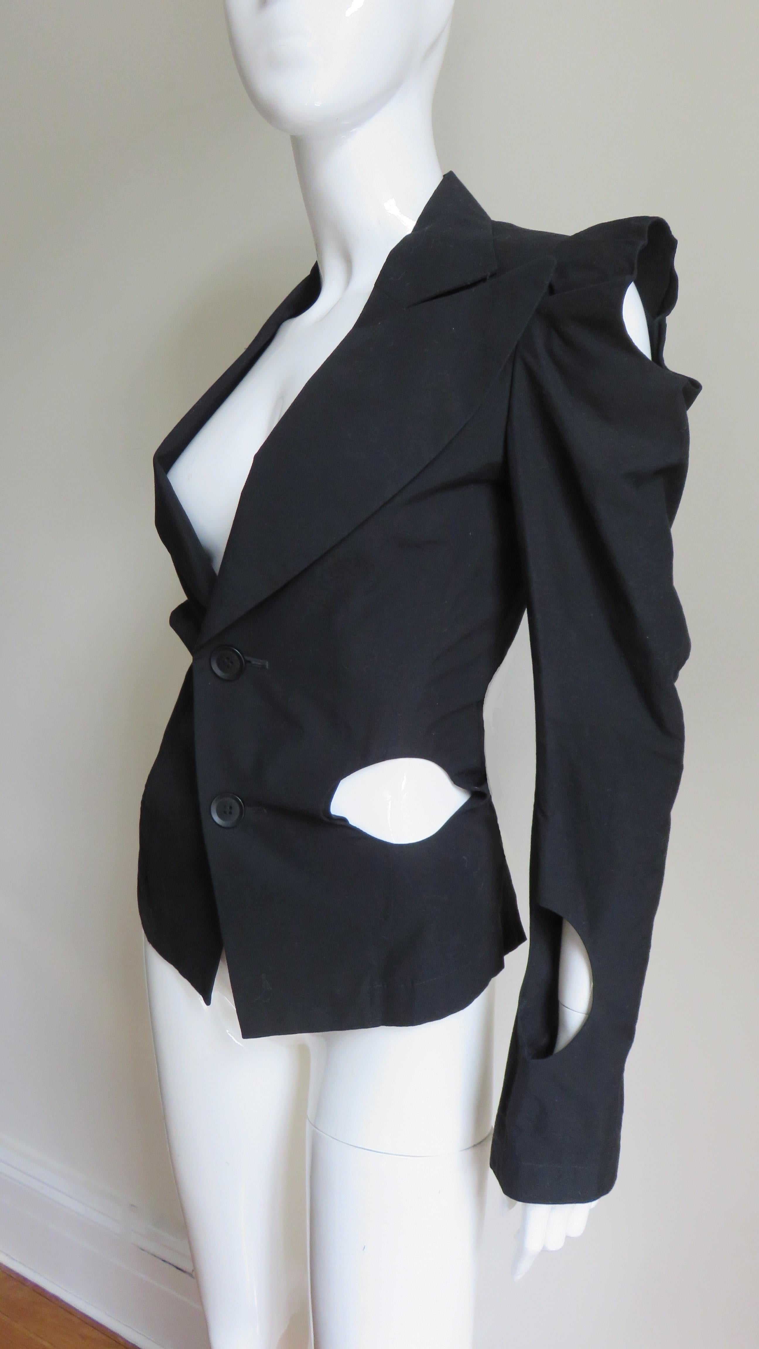 Yohji Yamamoto Jacket with Circle Cut outs In Excellent Condition For Sale In Water Mill, NY