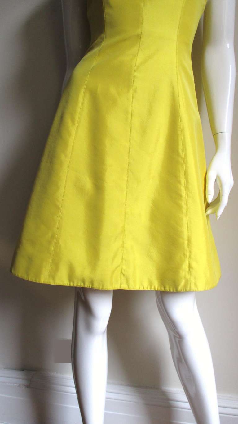 Yellow Claude Montana Silk Dress with Cut out Back  For Sale