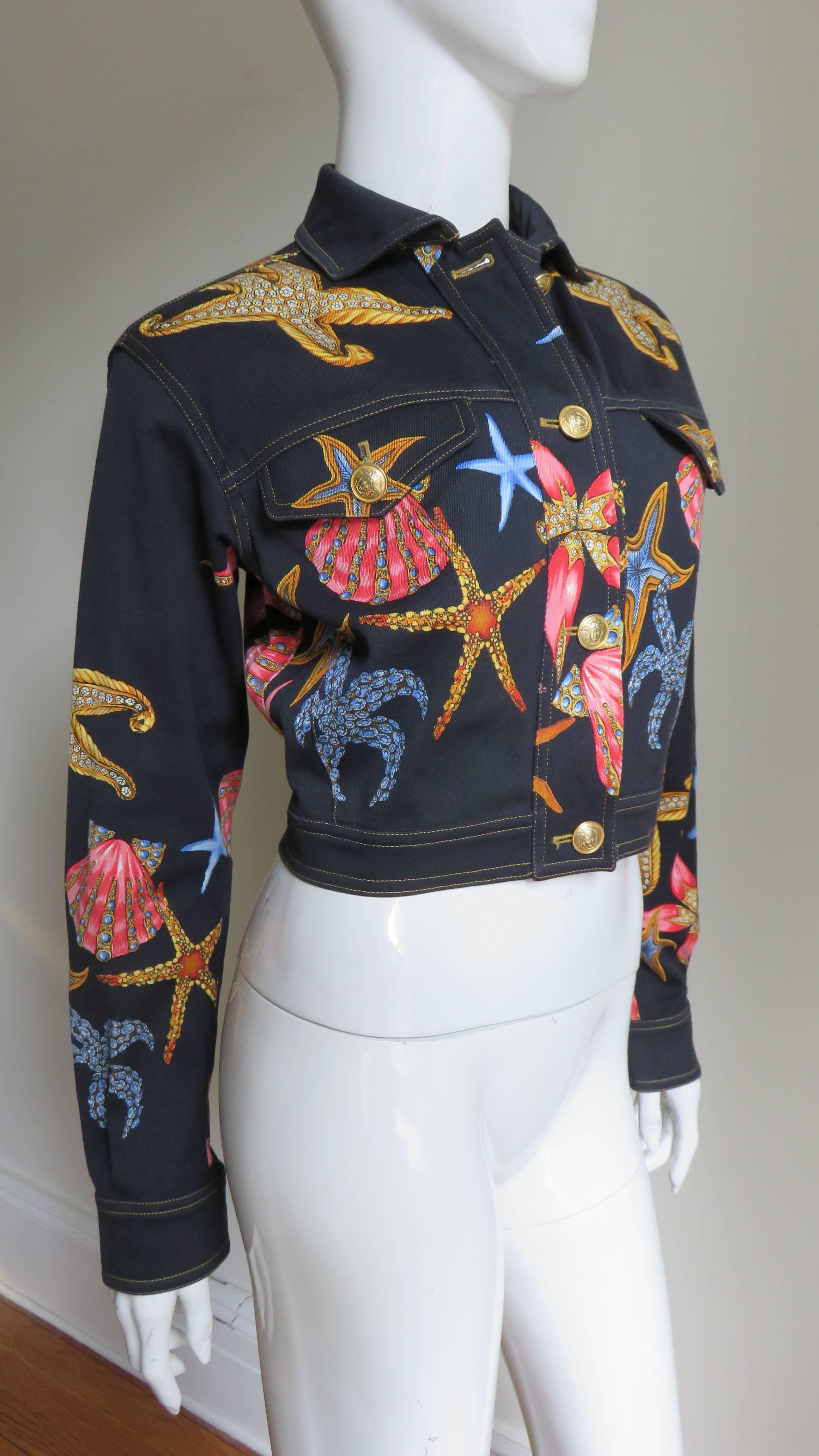 Black Gianni Versace Starfish Jacket S/S 1992 For Sale