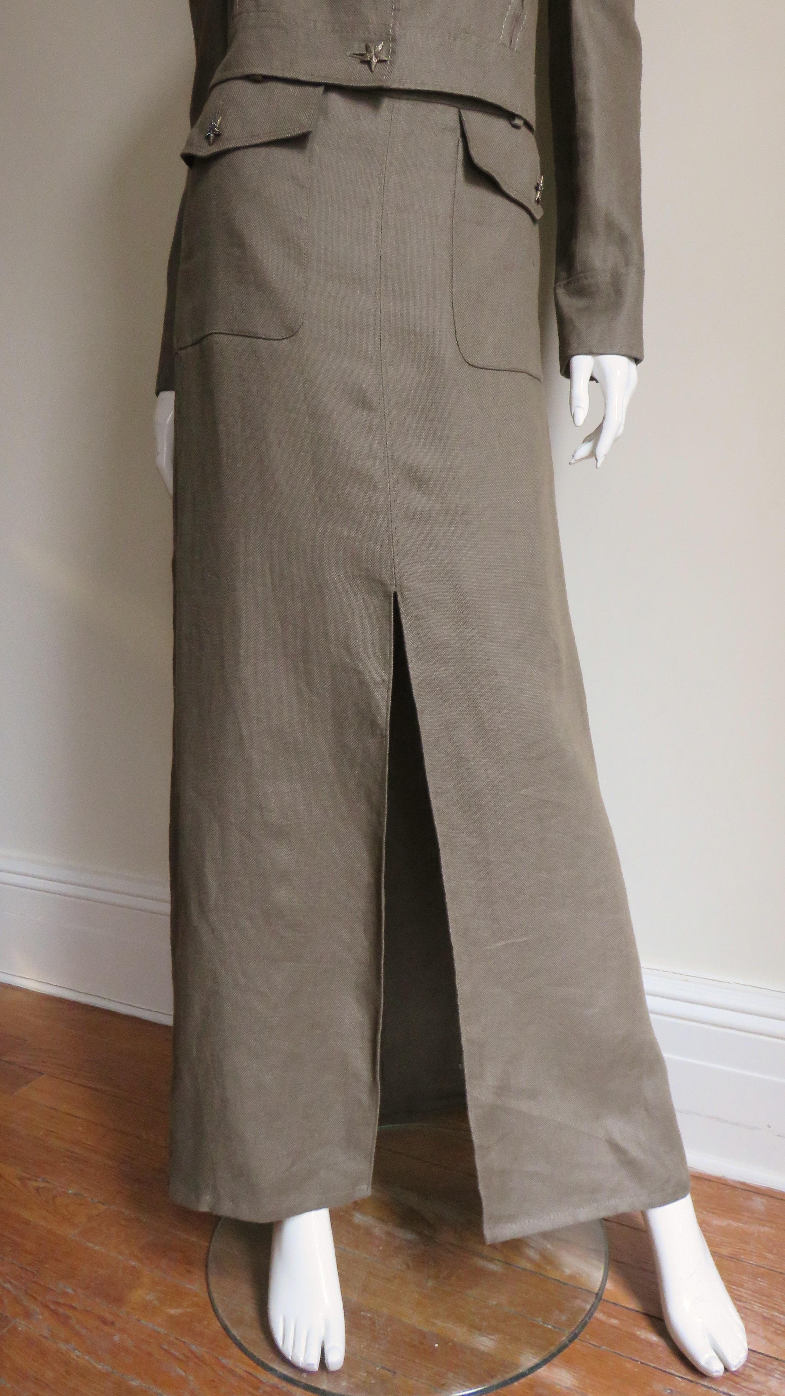 Women's Valentino Linen Jacket and Maxi Skirt 1990s For Sale