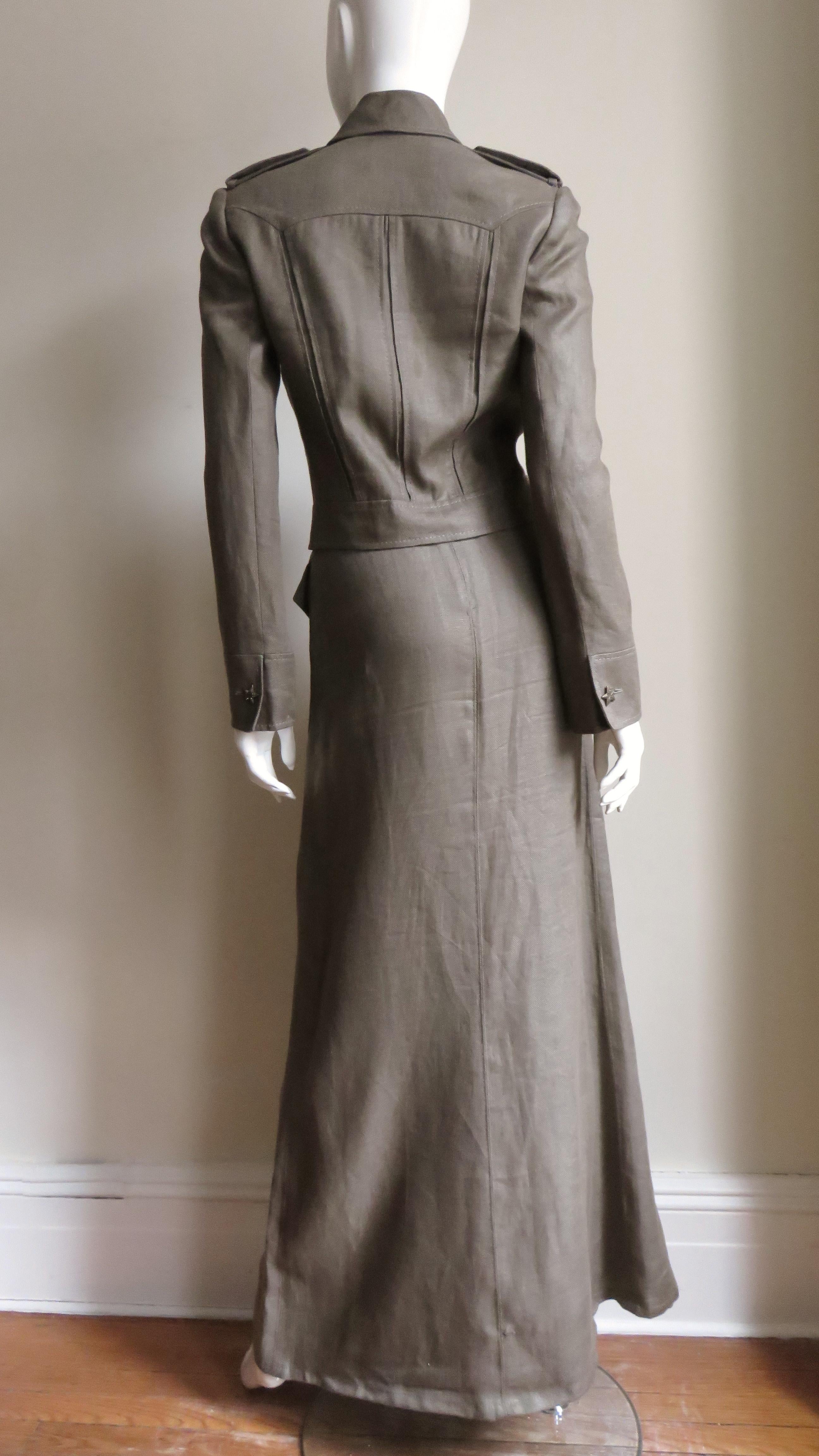 Valentino Linen Jacket and Maxi Skirt 1990s For Sale 2