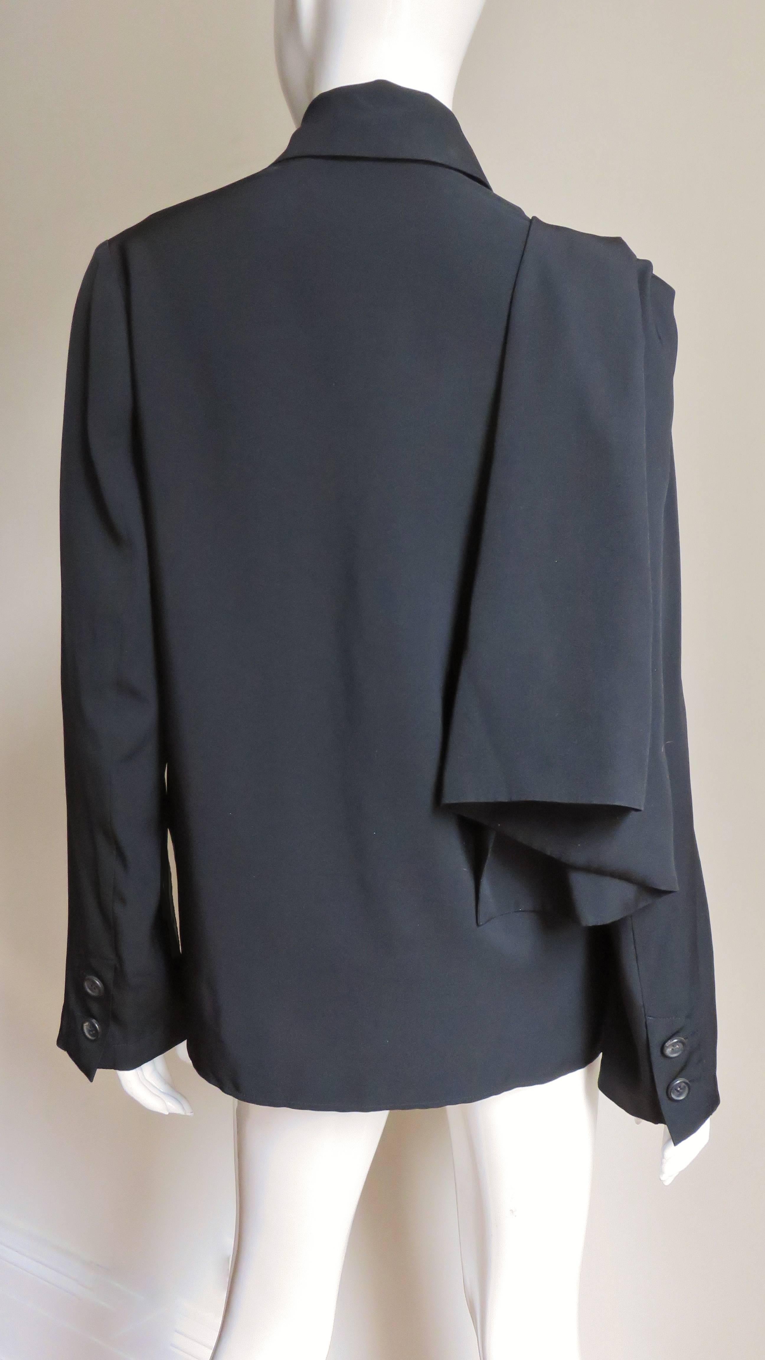 Yohji Yamamoto Wrap and Drape Silk Jacket Top For Sale 3