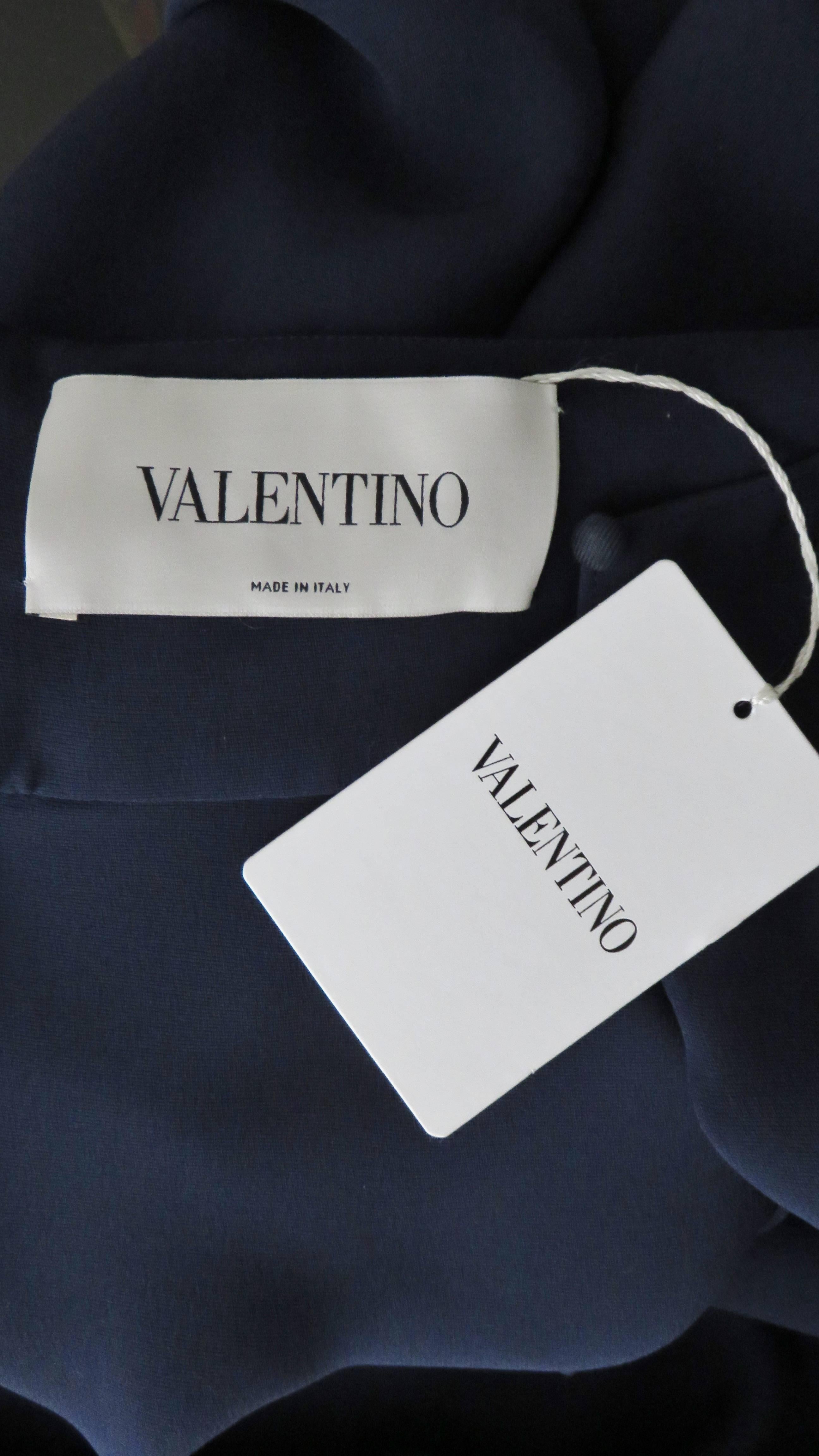 Valentino New Navy Silk Cape Dress 2