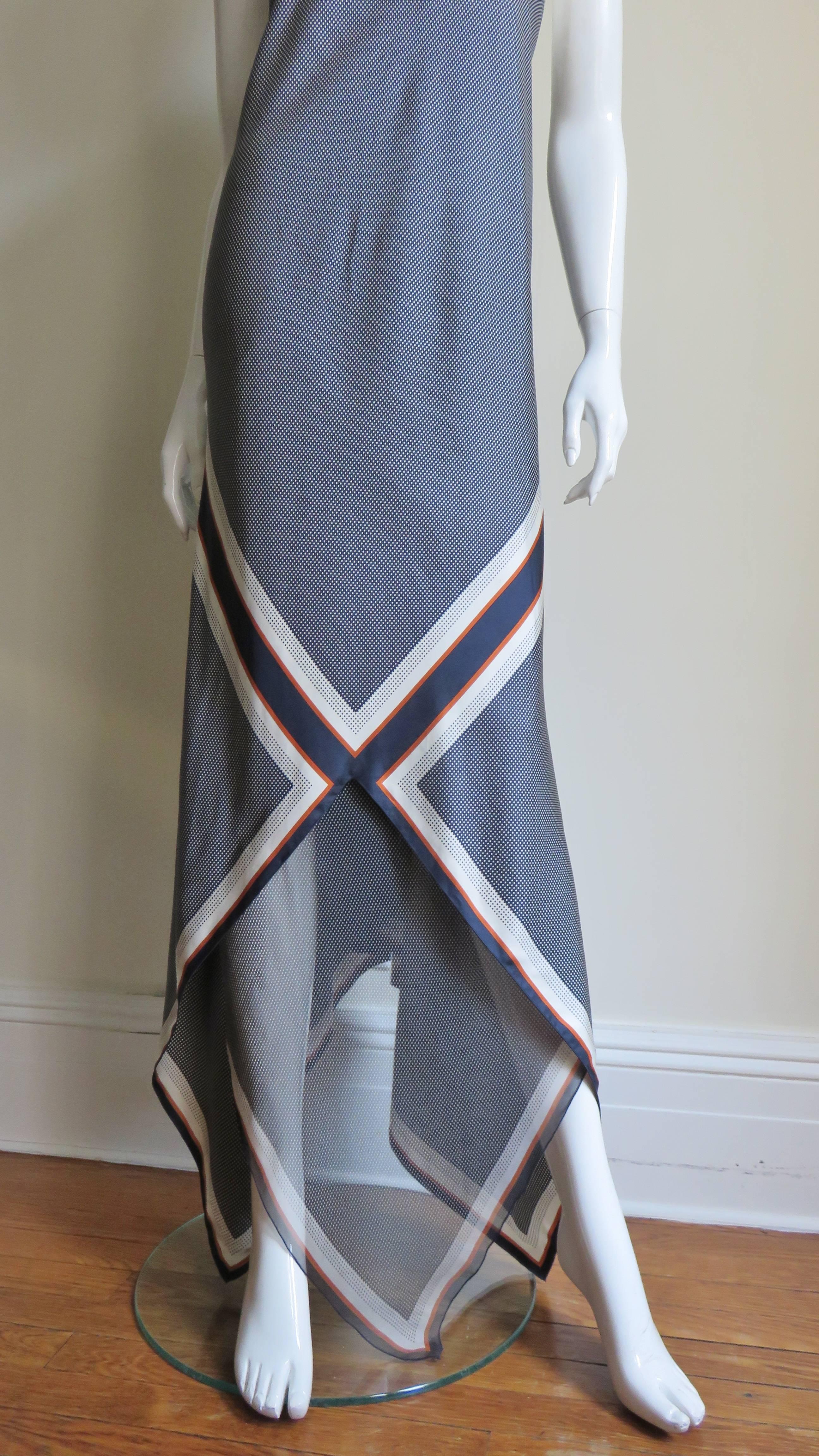 Valentino Silk Halter Maxi Dress with Scarf Drapery In Excellent Condition In Water Mill, NY