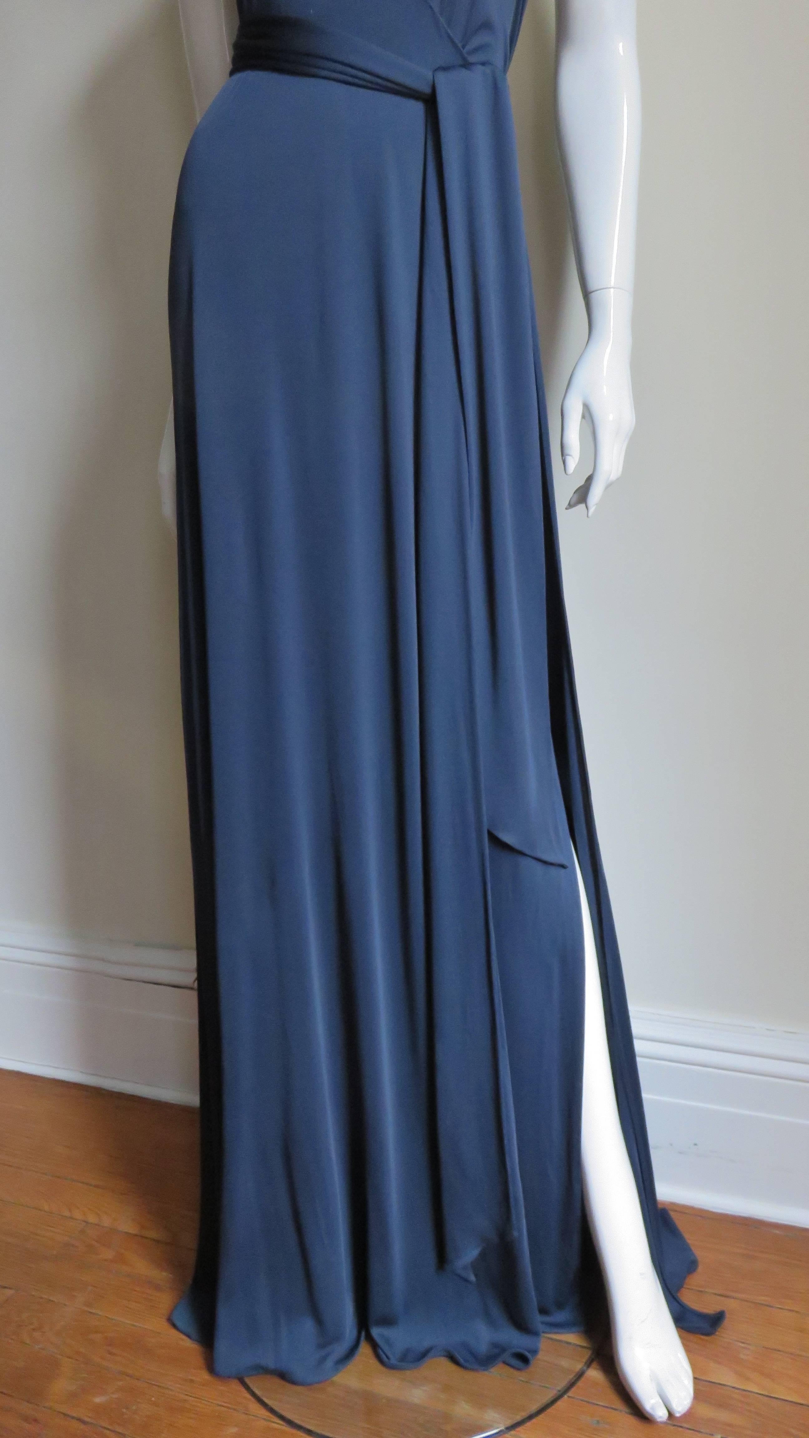 navy silk halter dress