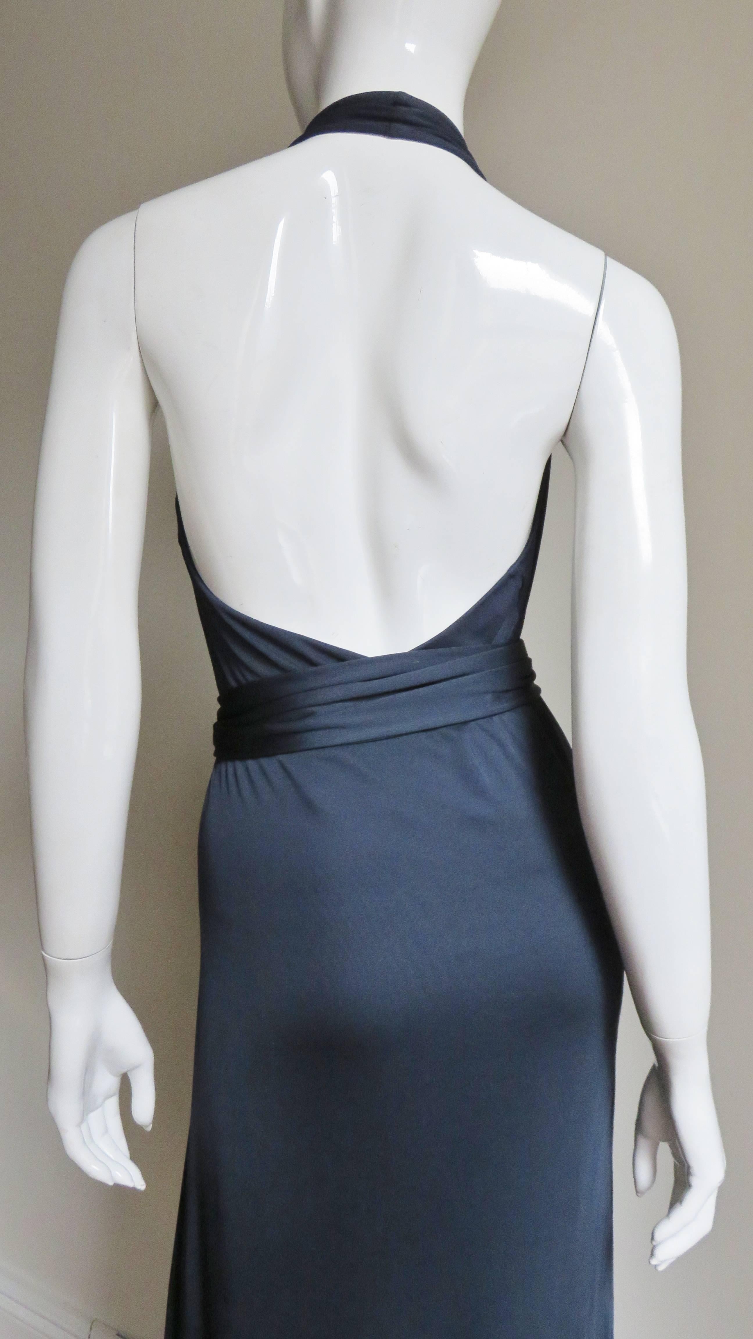 Tom Ford for Gucci Navy Silk Wrap Halter Dress 1