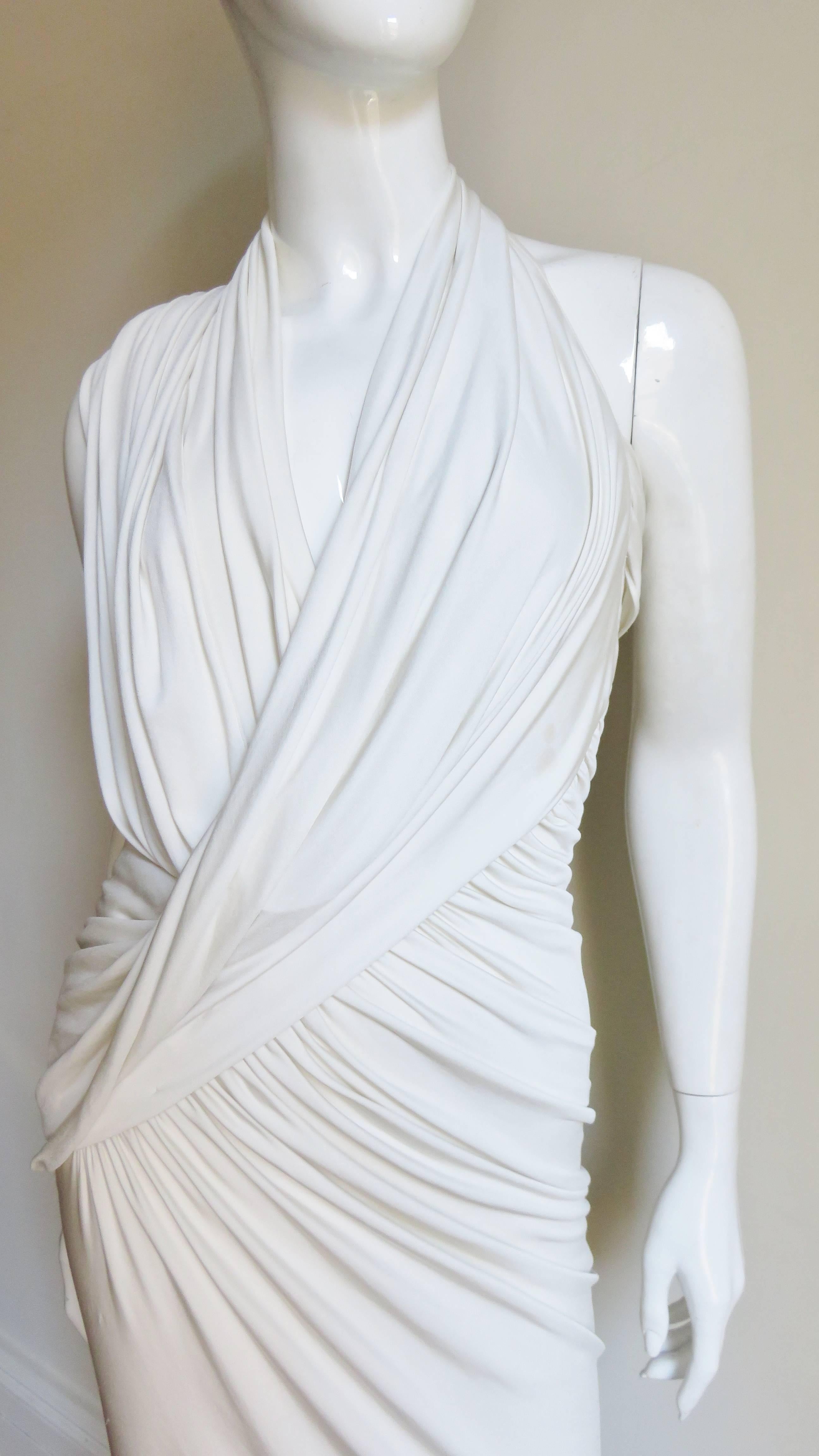 white silk halter dress