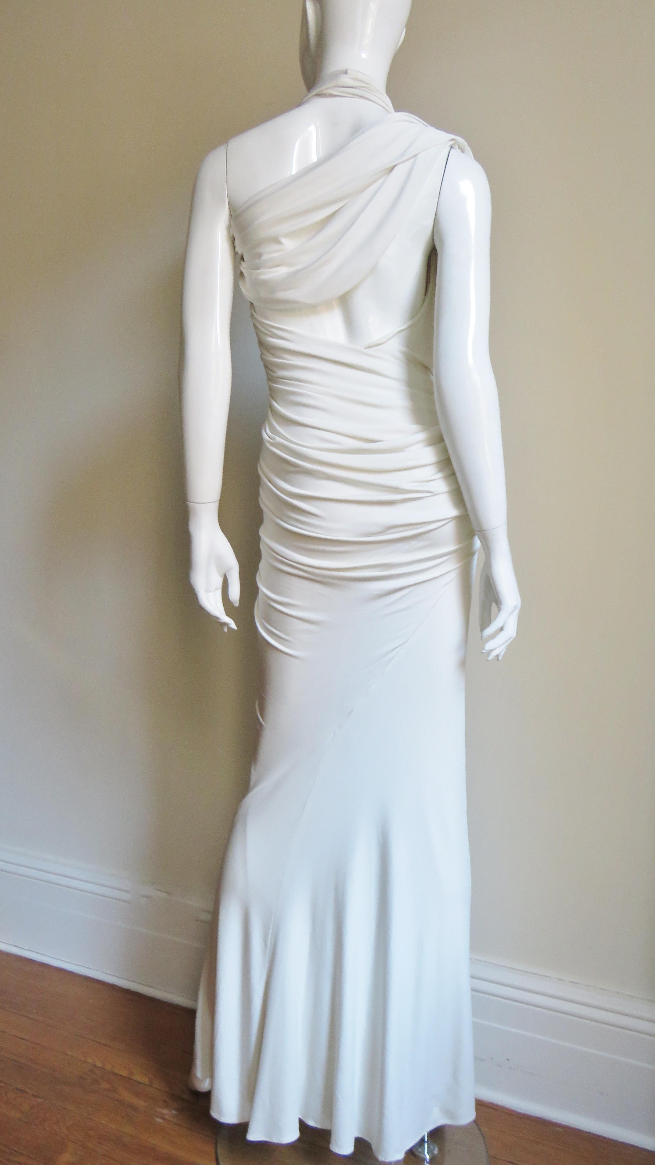 Donna Karan Asymmetric Ruched Silk Halter Dress 3