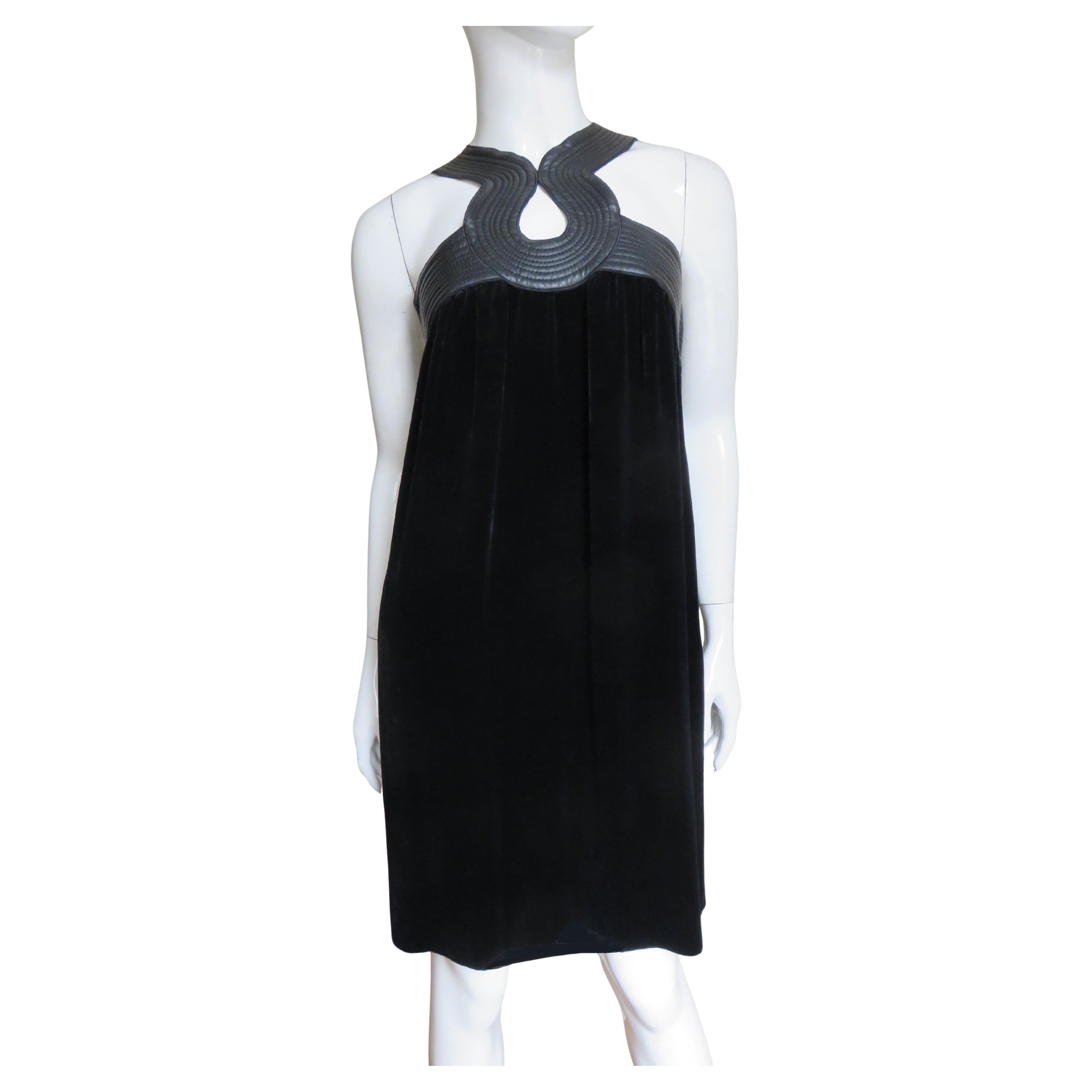 Jean Paul Gaultier Leather Trim Silk Dress For Sale