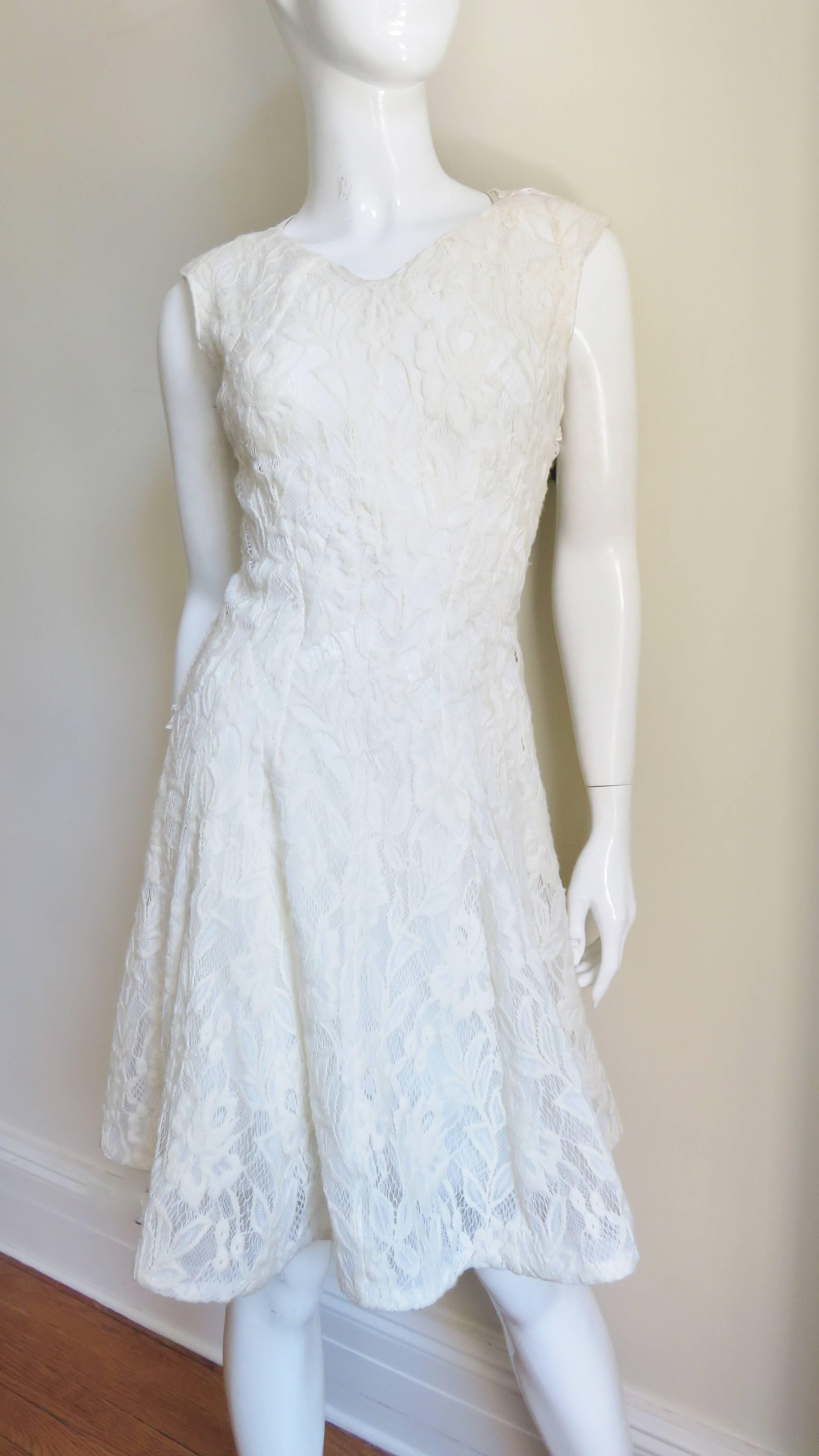 Nina Ricci Ethereal Lace Cutout Back Dress In Excellent Condition In Water Mill, NY