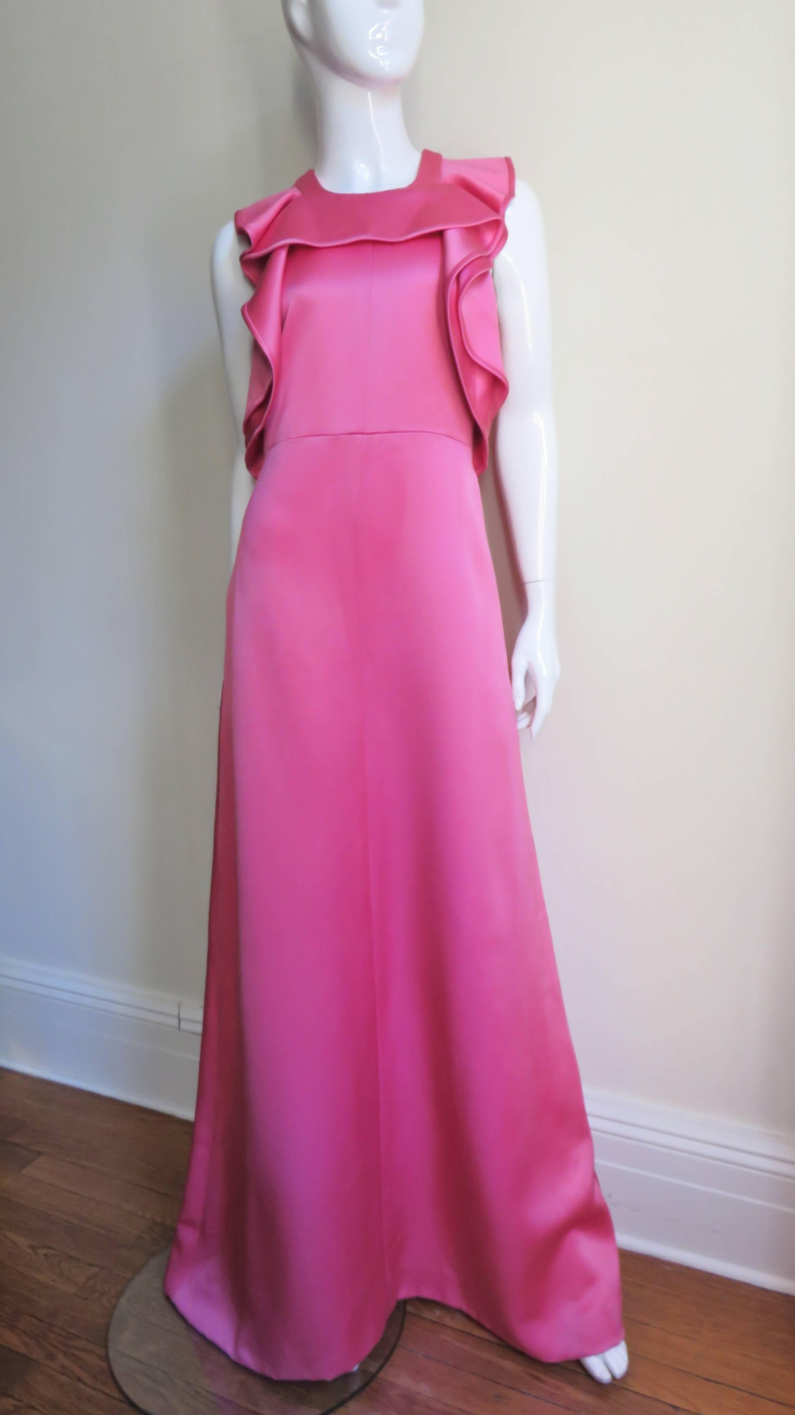 Stunning Chloe Rose Silk Ruffle Gown 1