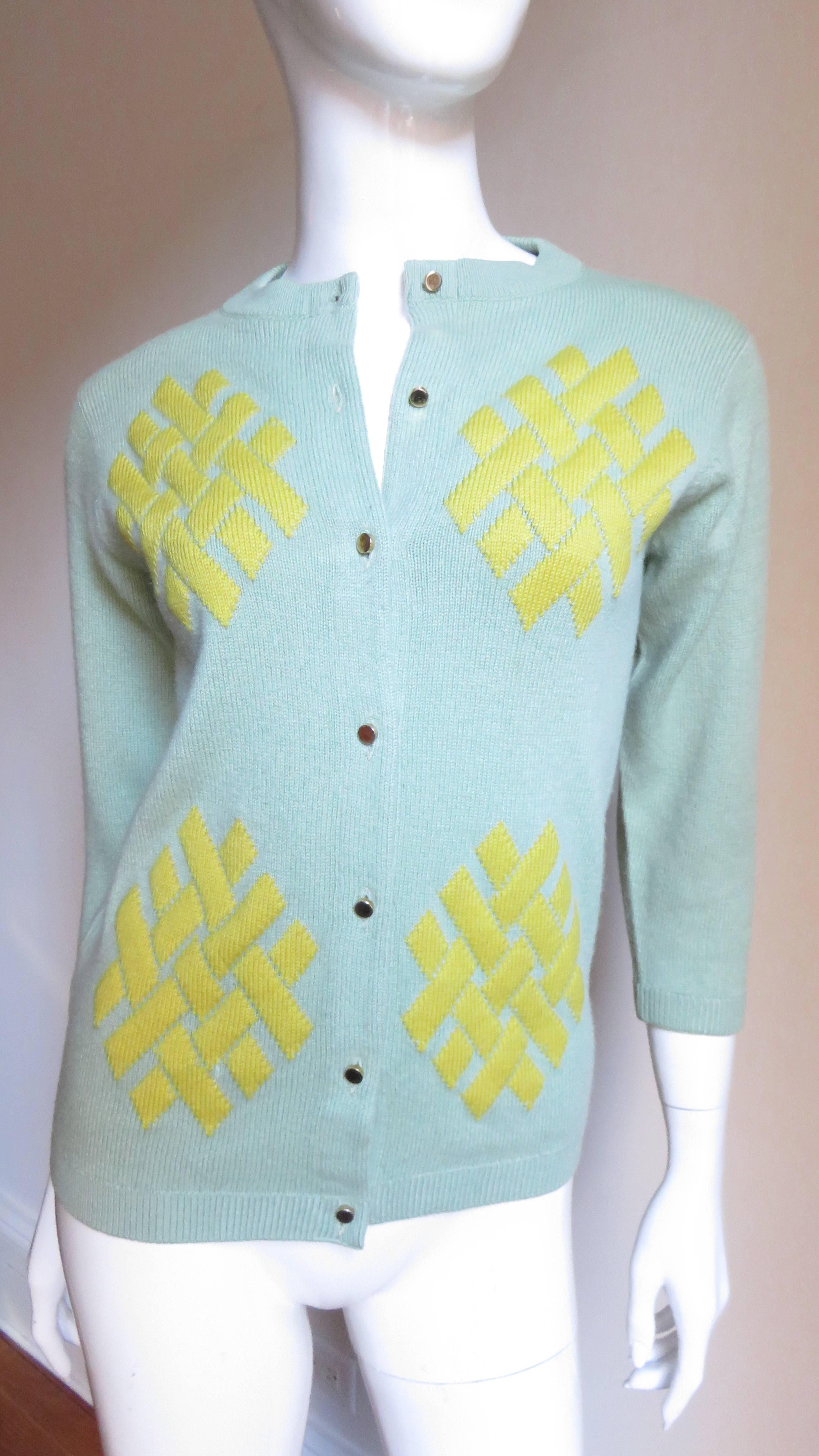Blue 1960's Bonnie Cashin Cashmere Sweater
