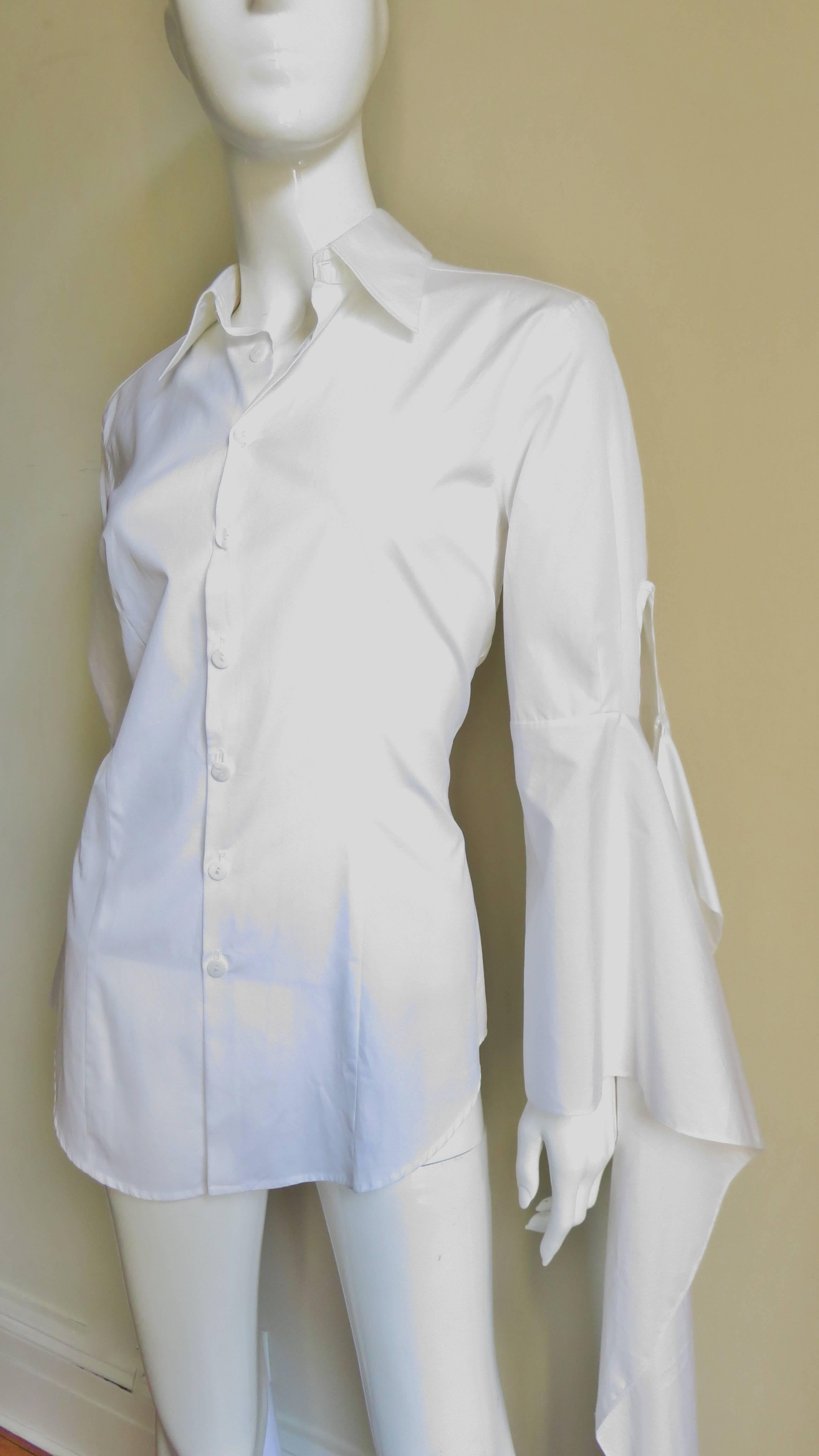 Gray 1990s Jean Paul Gaultier Shirt With Draping Sleeves