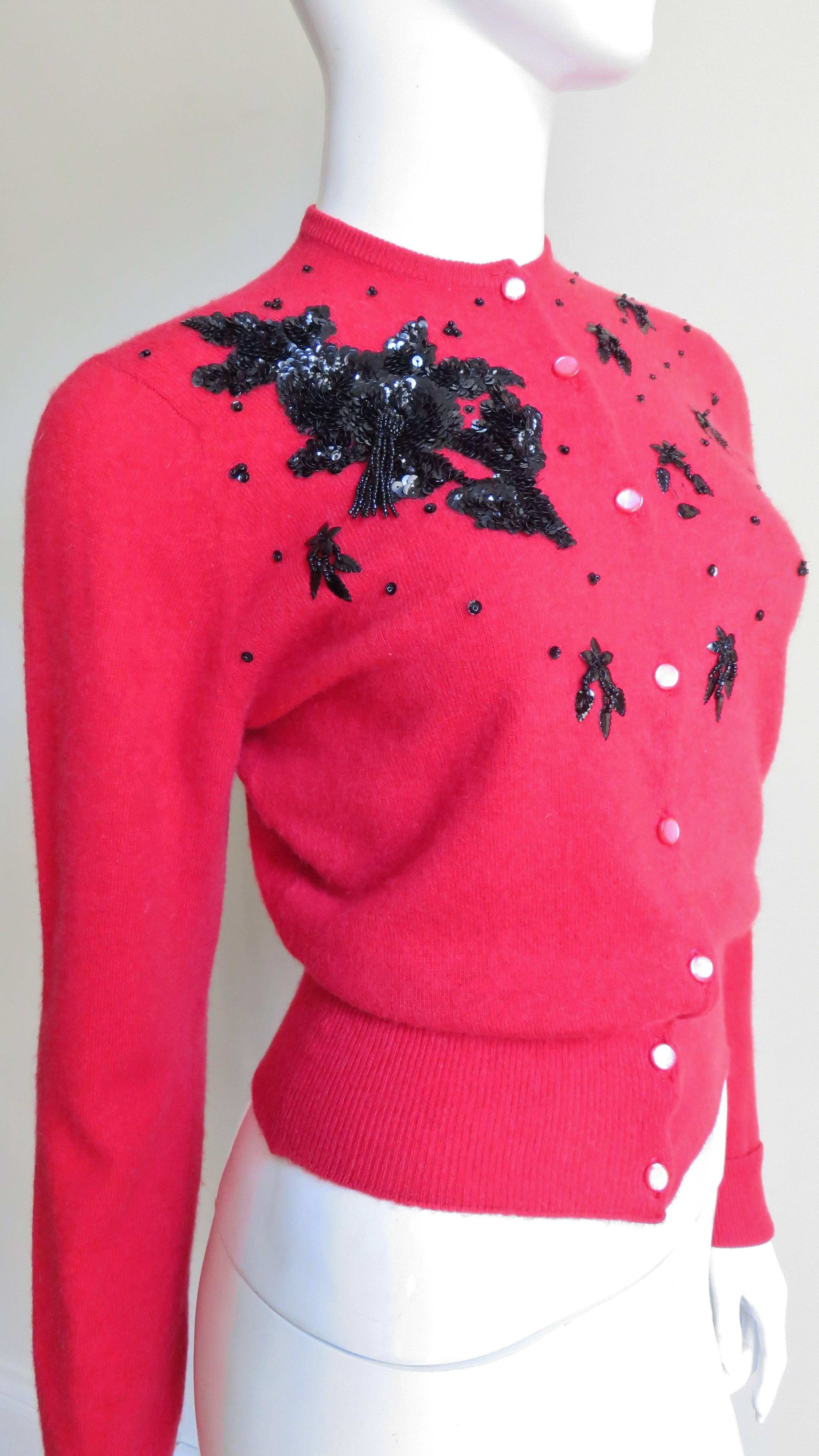 1950s Lyle and Scott Beaded Cashmere Cardigan Sweater For Sale at 1stDibs |  beaded cashmere sweater, scott cashmere