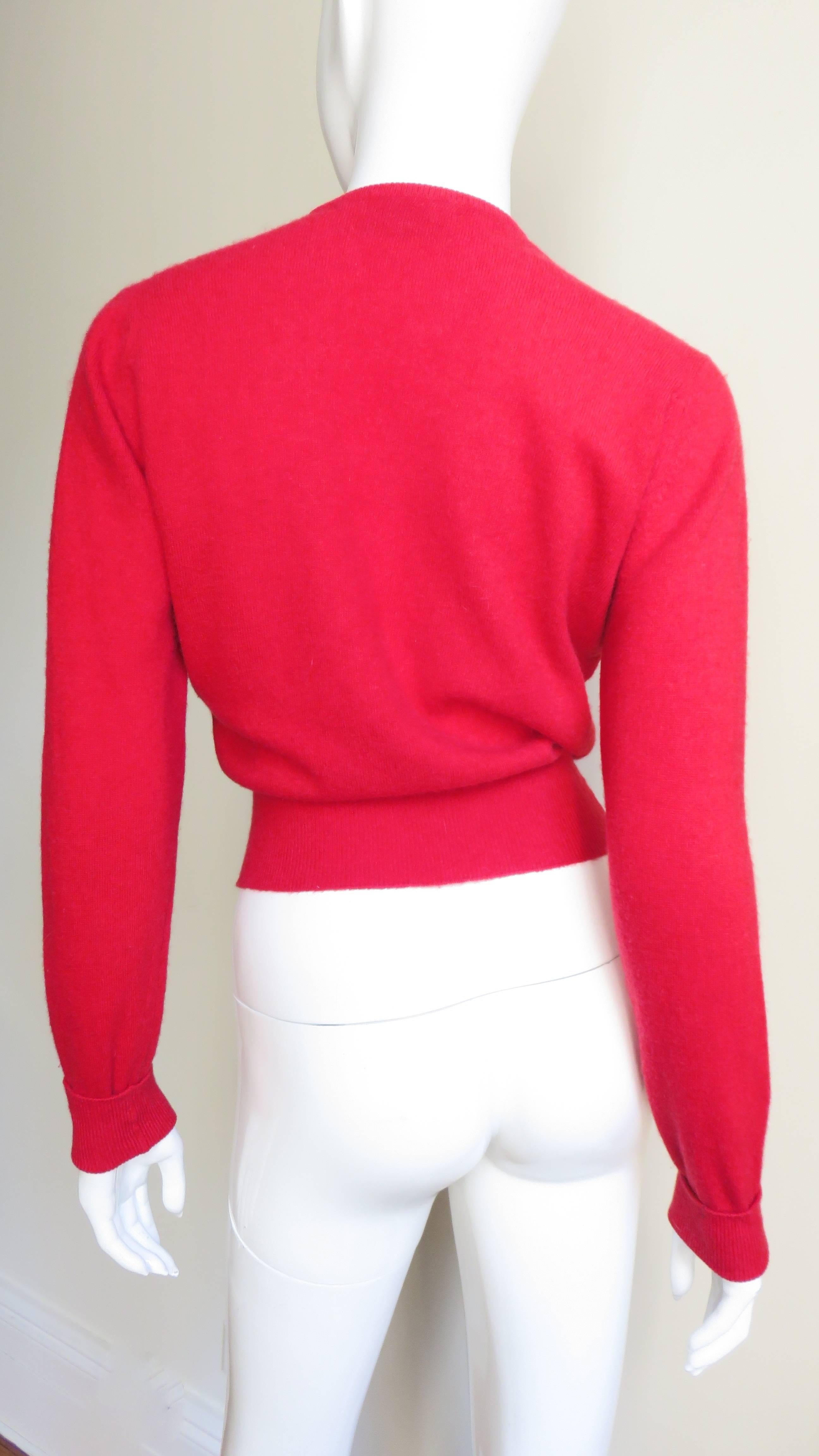 Women's 1950s Lyle & Scott Beaded Cashmere Cardigan Sweater For Sale