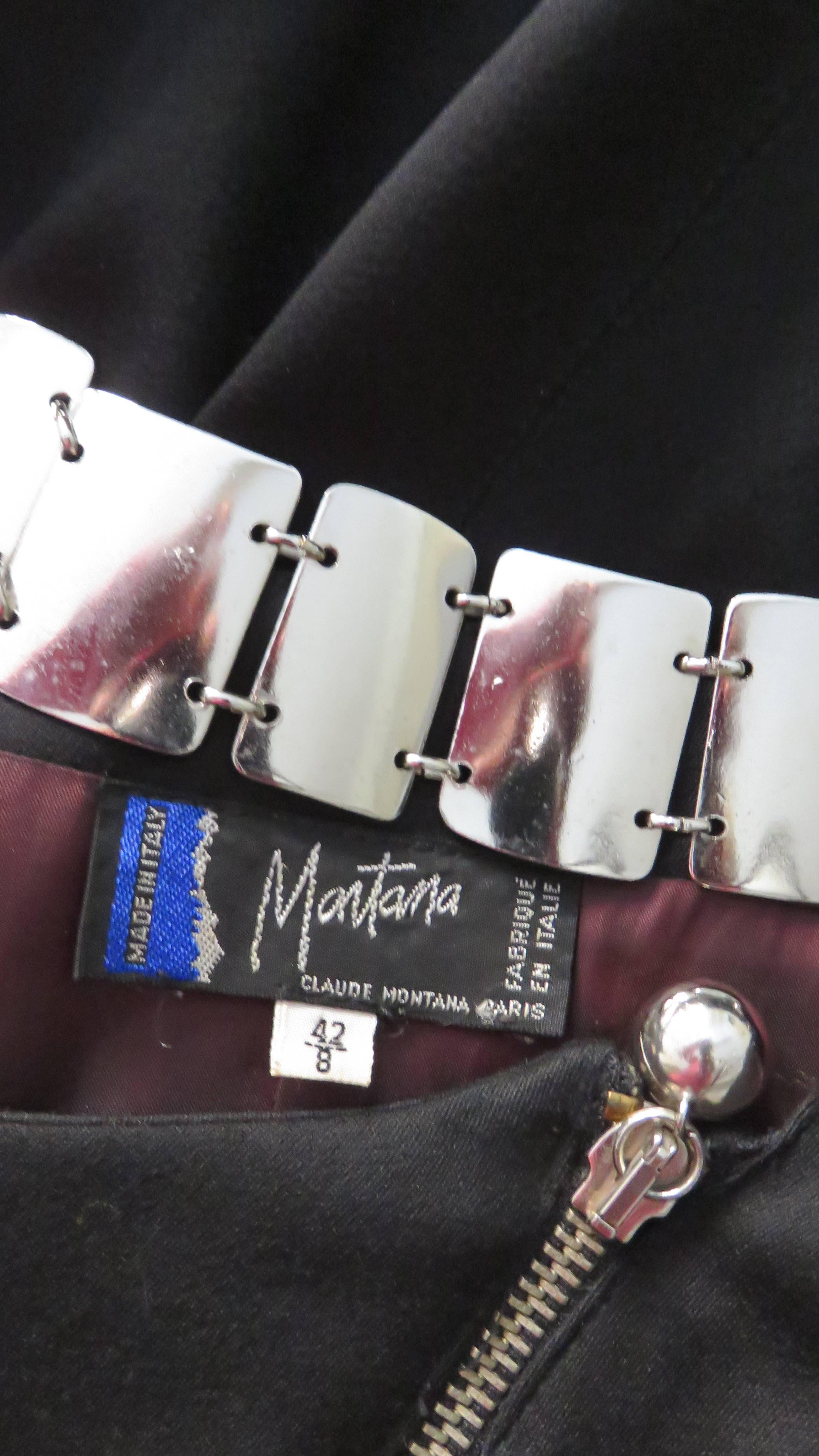 Claude Montana Zipper Dress with Metal Link Belt For Sale 6