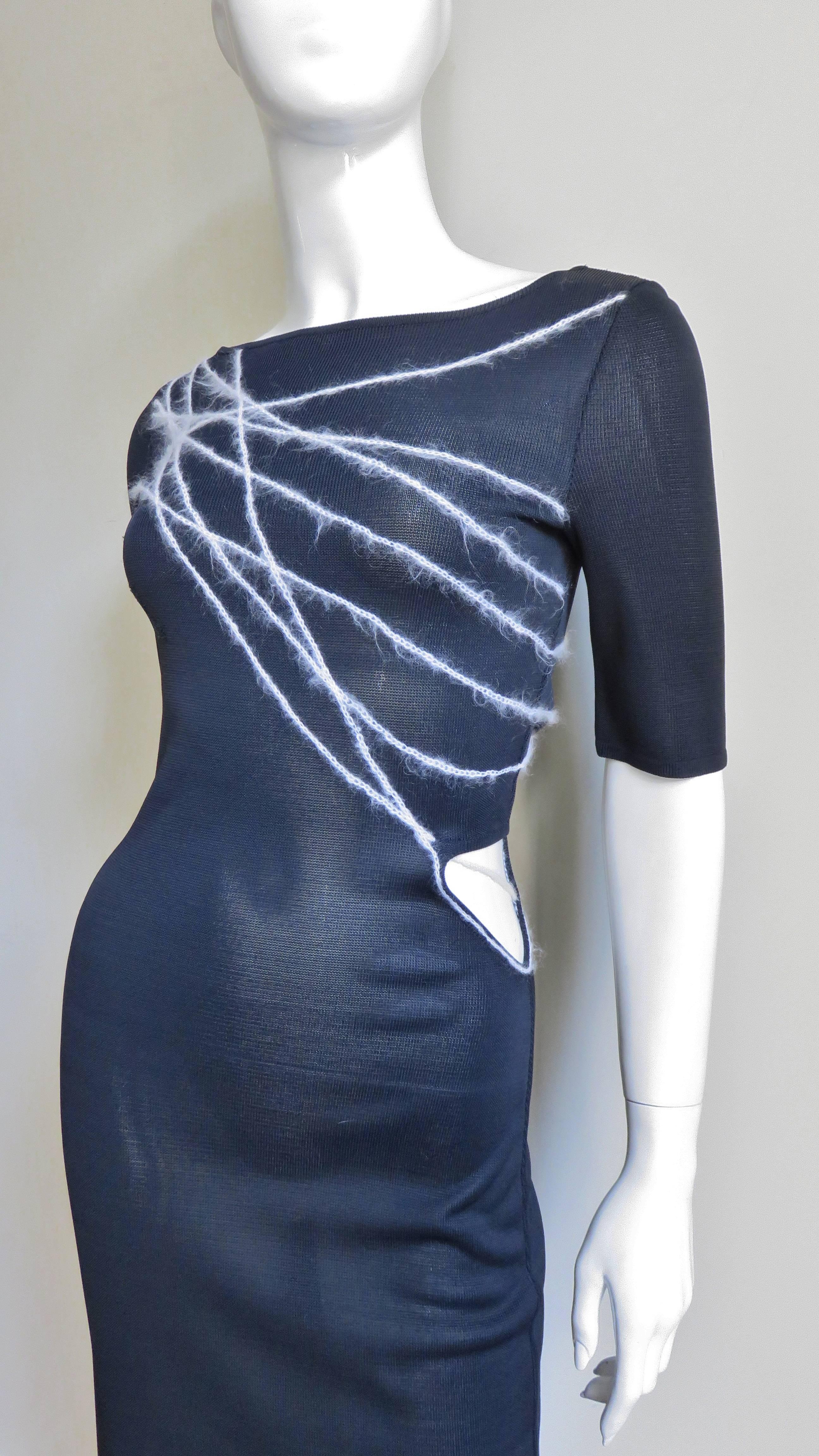 1990s Gianni Versace Cutout Waist Bodycon Dress In Good Condition In Water Mill, NY